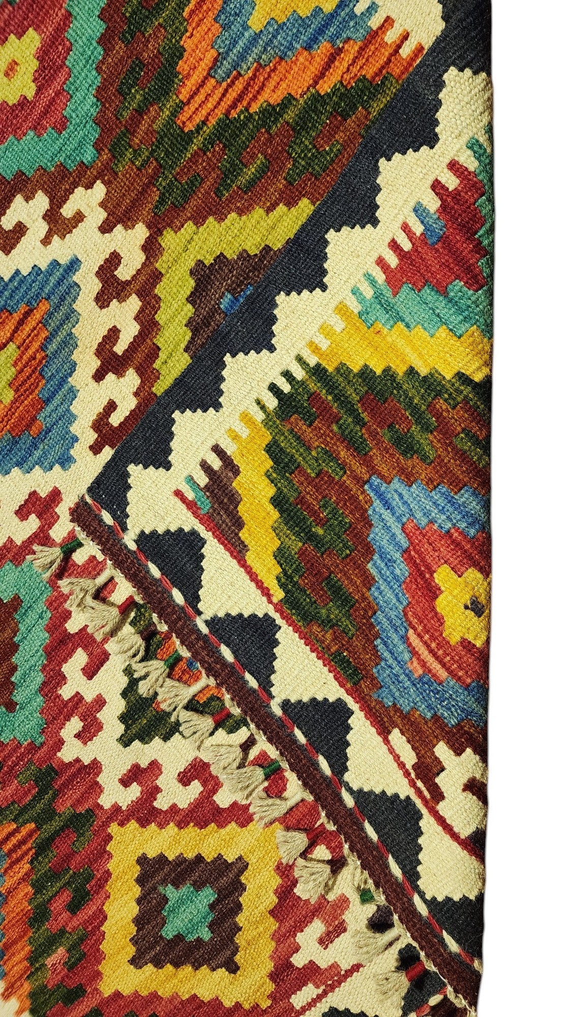 Hand-Woven Afghani Kilim Wool Rug 2'9" x 3'11"