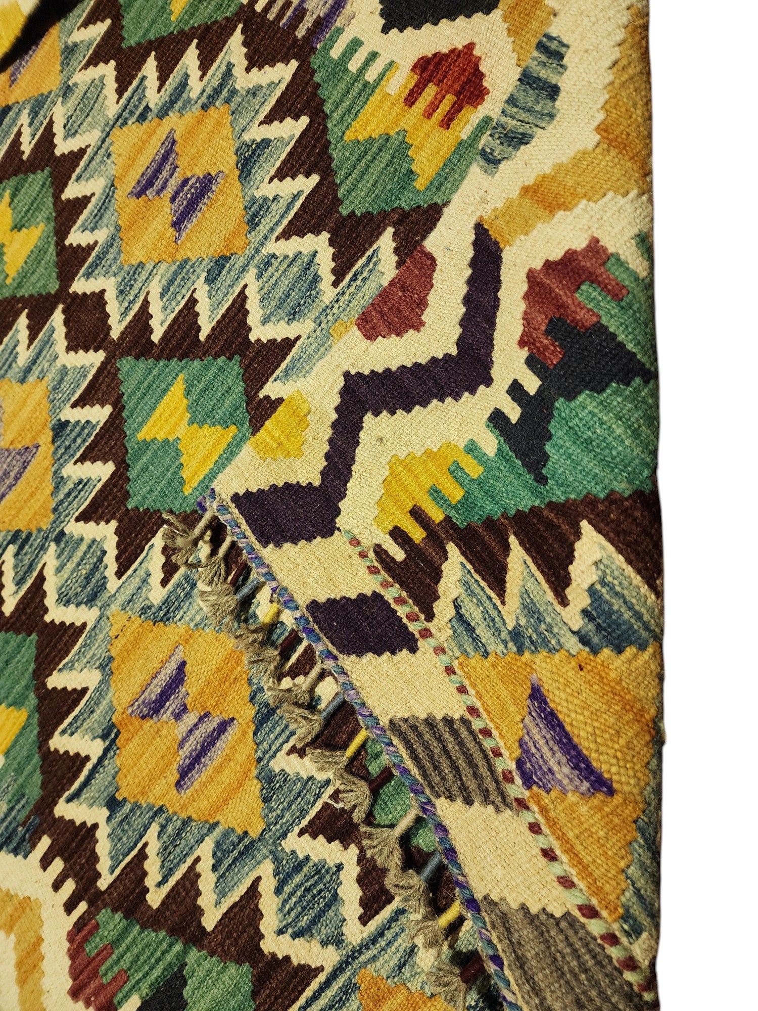 Hand-Woven Afghani Kilim Wool Rug 2'8" x 4'1"
