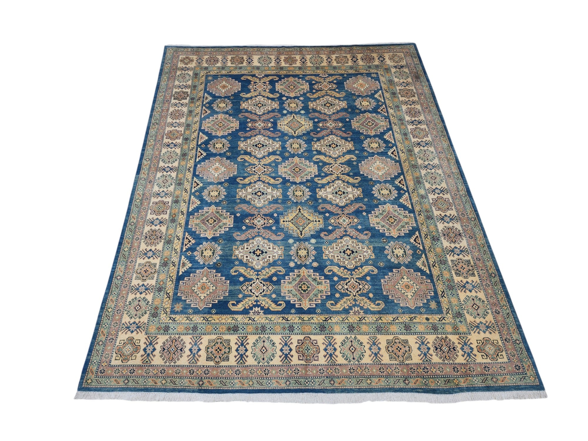 Hand-Knotted Afghani Kazak Wool Rug – 9’0″ x 11’10″