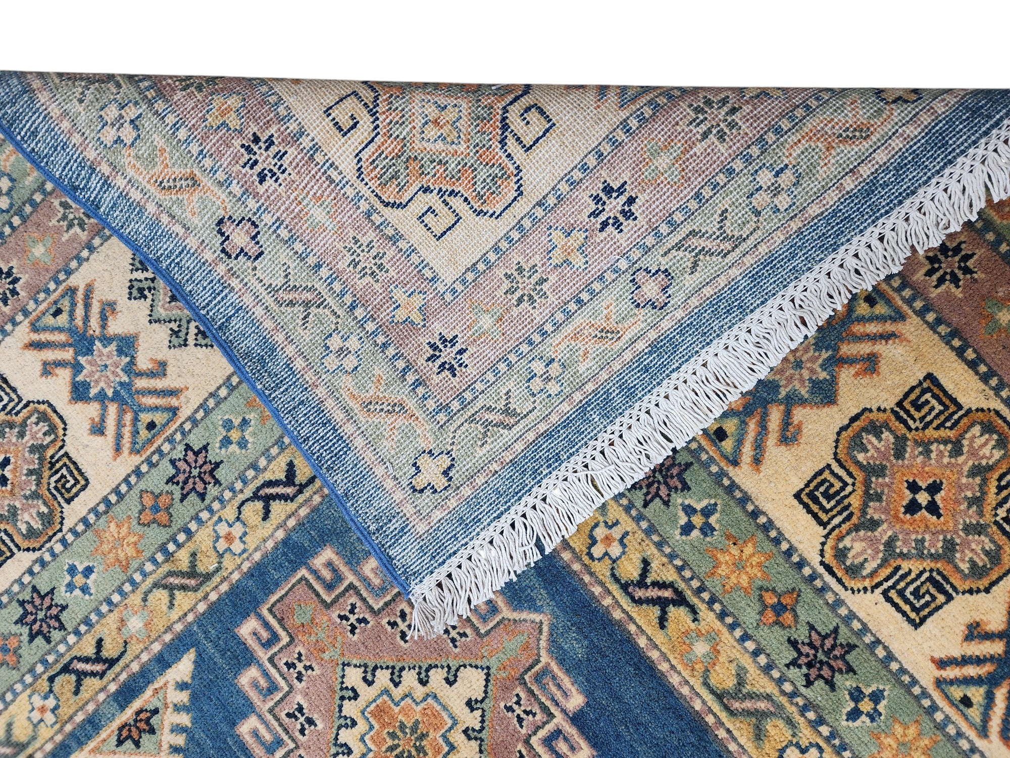 Hand-Knotted Afghani Kazak Wool Rug – 9’0″ x 11’10″