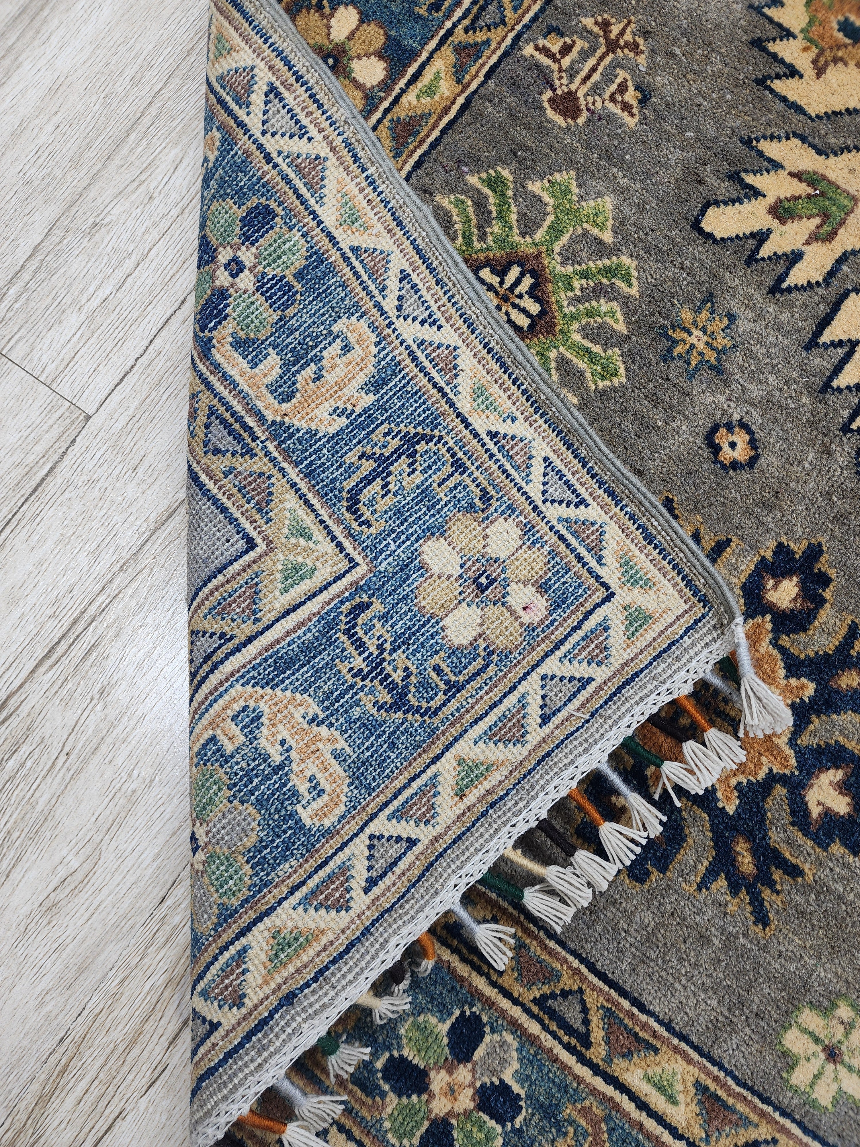 Hand-Knotted Afghani Kazak Wool Rug – 3’3″ x 4’8″
