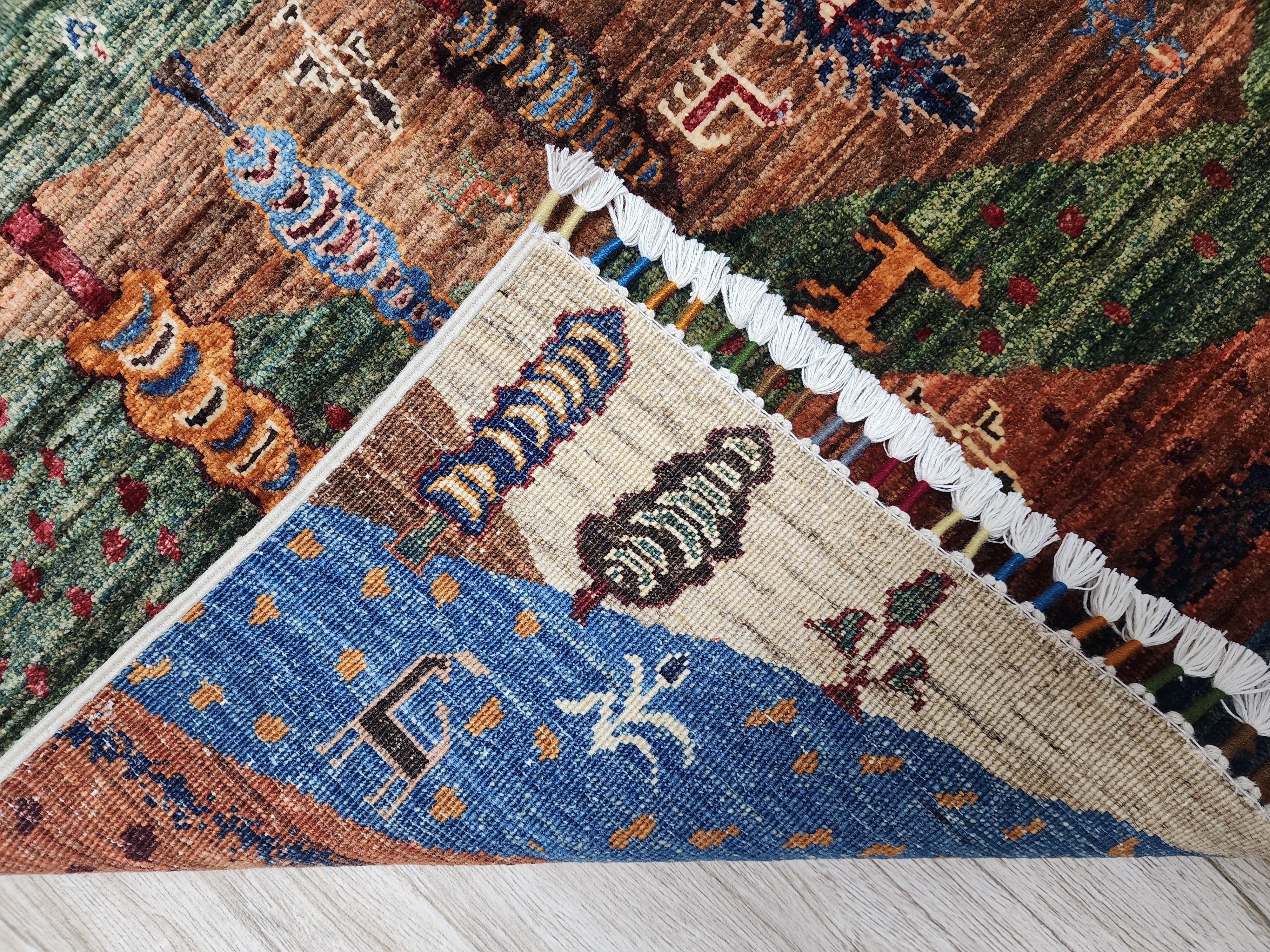 Hand-Knotted Afghani Tree of Life Wool Rug – 3’4″ x 5’1″