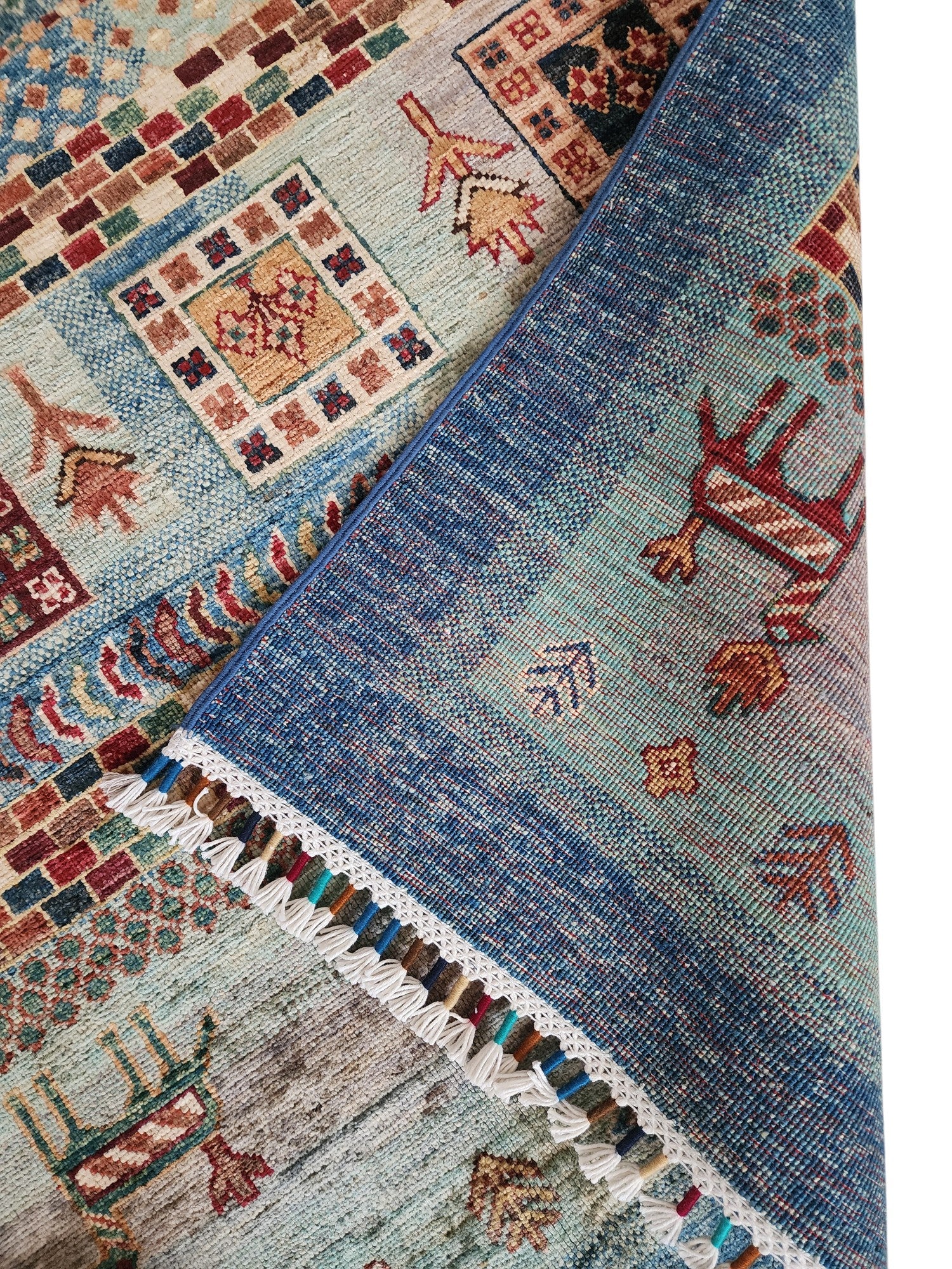 Hand-Knotted Afghani Chobi Gabbeh Wool Rug – 8’2″ x 10’4″