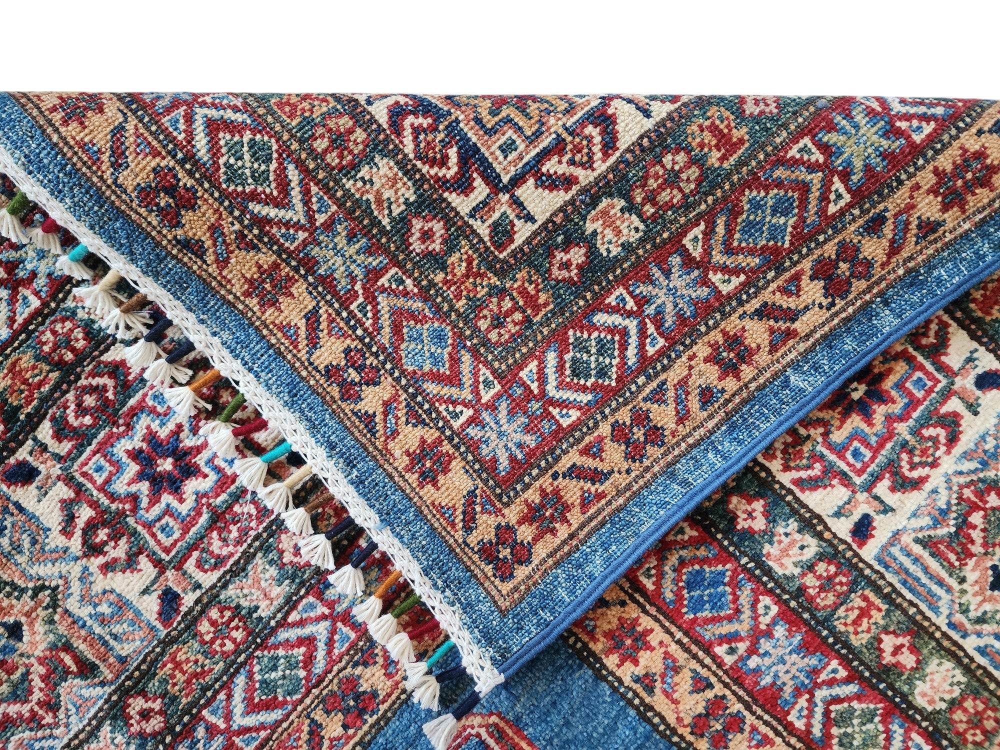 Hand-Knotted Afghani Super Kazak Wool Rug – 8’9″ x 12’2″