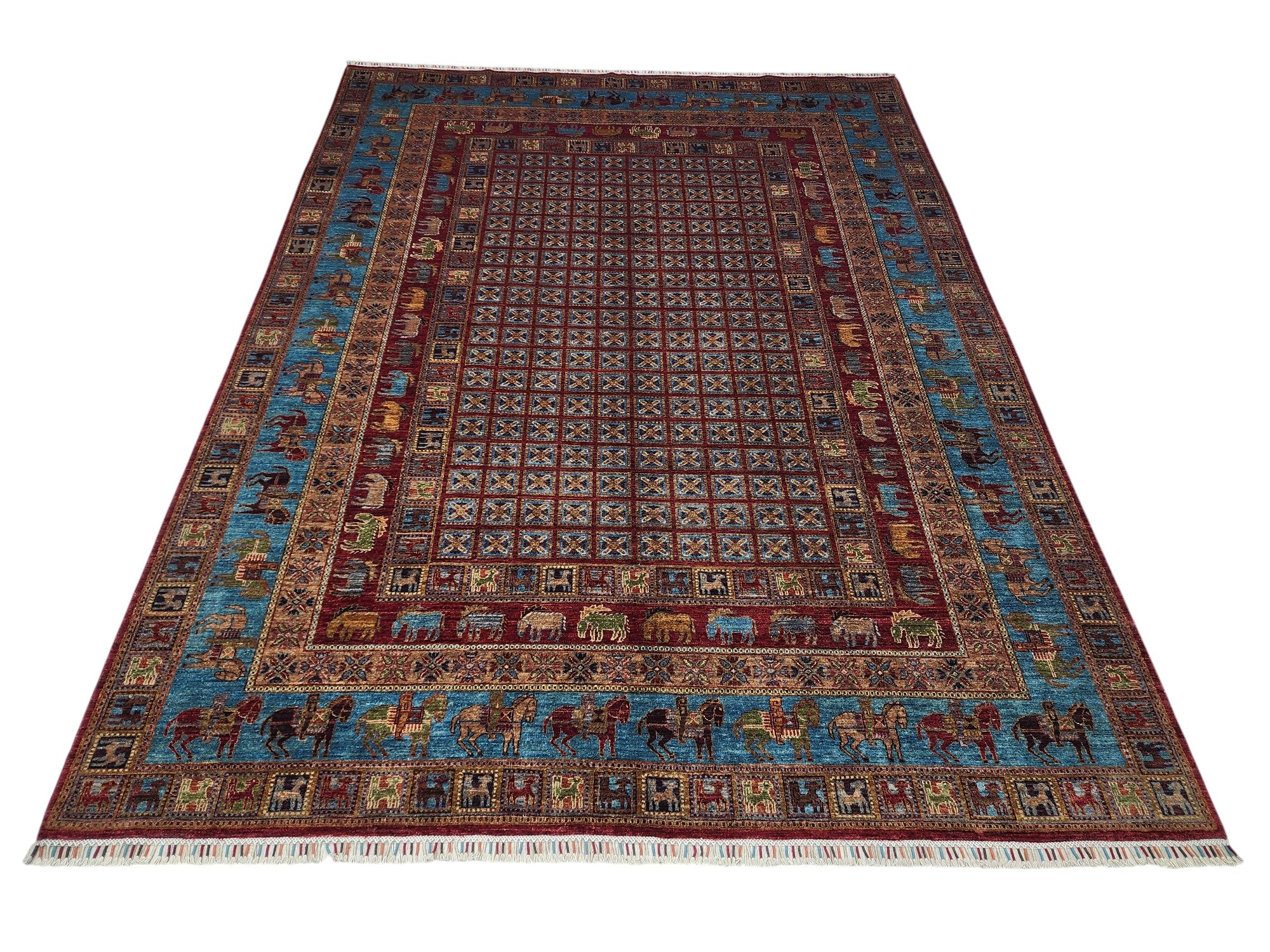 Hand-Knotted Afghani Chobi Gabbeh Wool Rug – 9’0″ x 11’10″