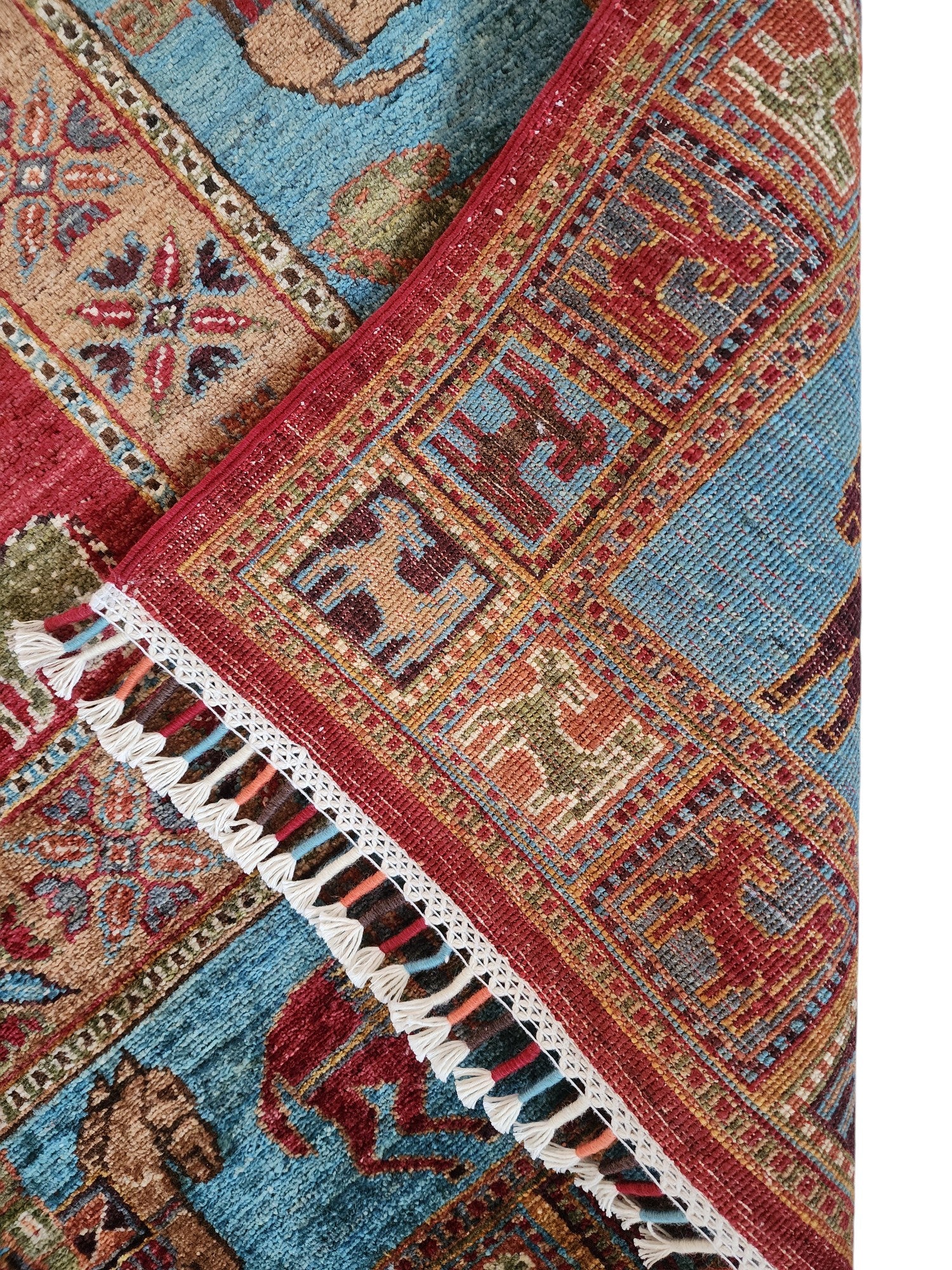 Hand-Knotted Afghani Chobi Gabbeh Wool Rug – 9’0″ x 11’10″
