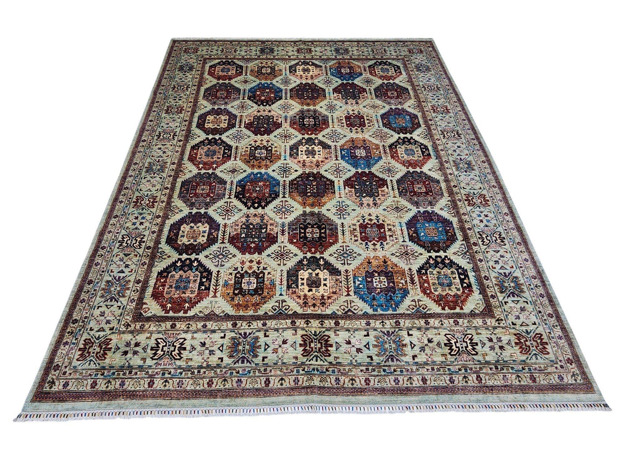 Hand-Knotted Afghani Kazak Wool Rug – 10’0″ x 12’6″