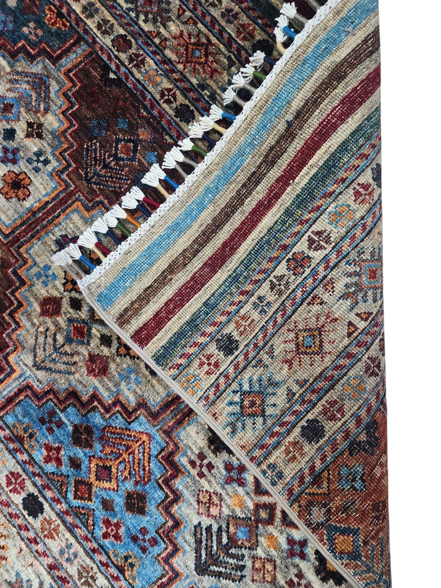 Hand-Knotted Afghani Khorjeen Wool Rug – 7’1″ x 9’11″