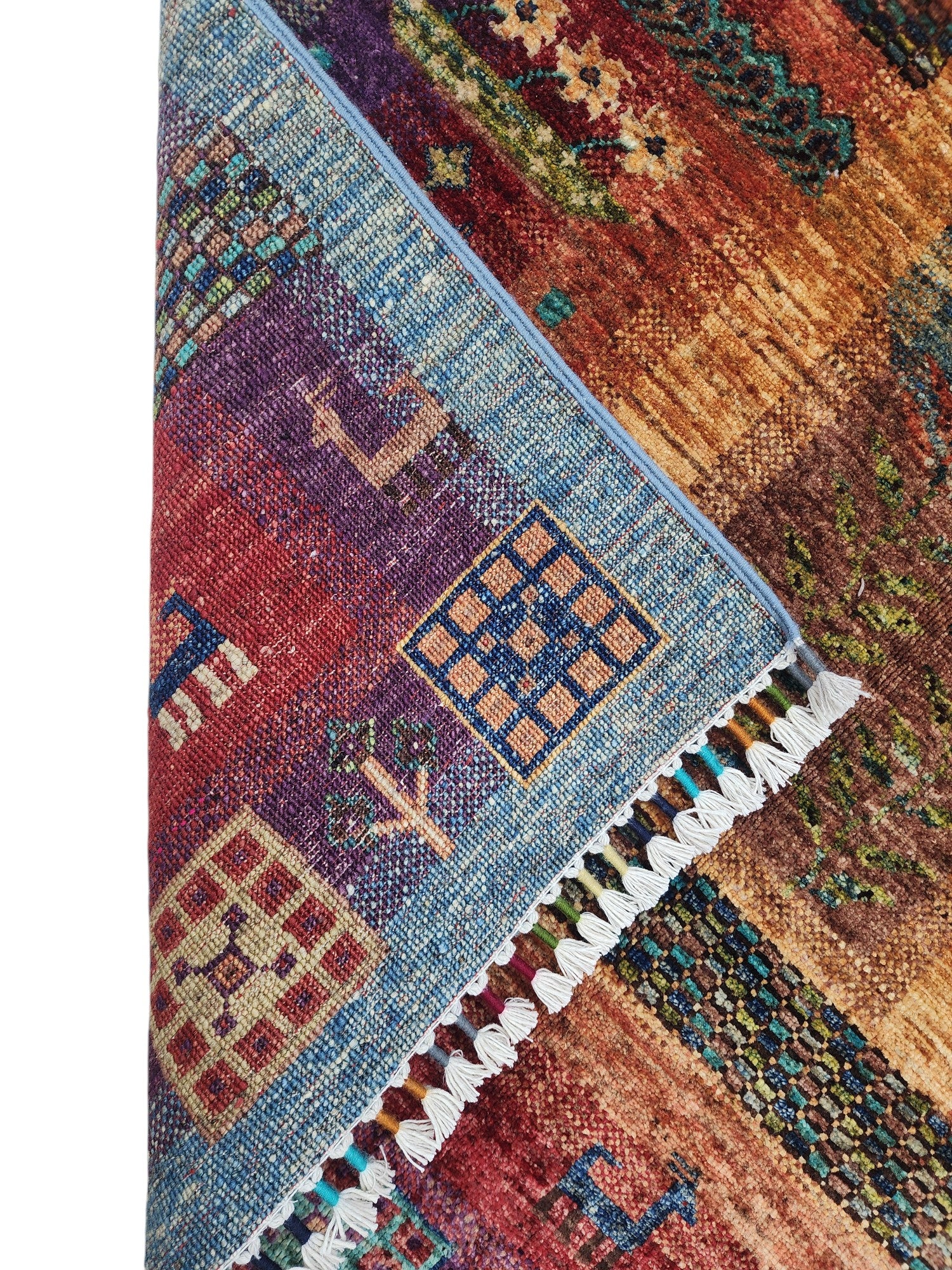 Hand-Knotted Afghani Tree of Life Wool Rug – 3’5″ x 5’2″