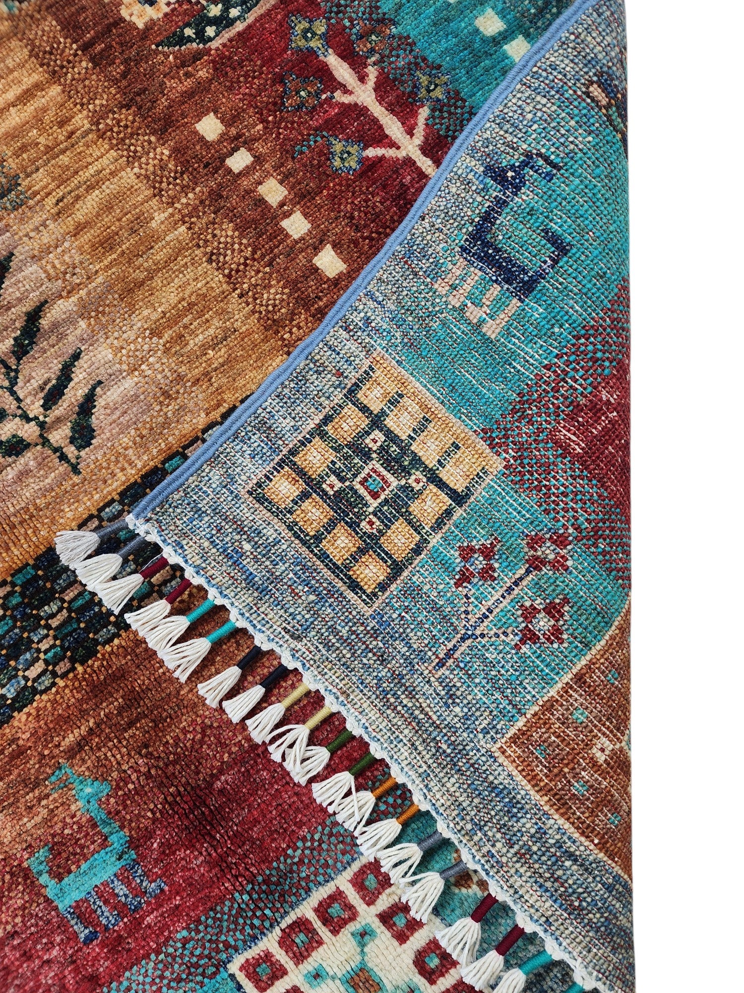 Hand-Knotted Afghani Tree of Life Wool Rug – 3’4″ x 5’3″