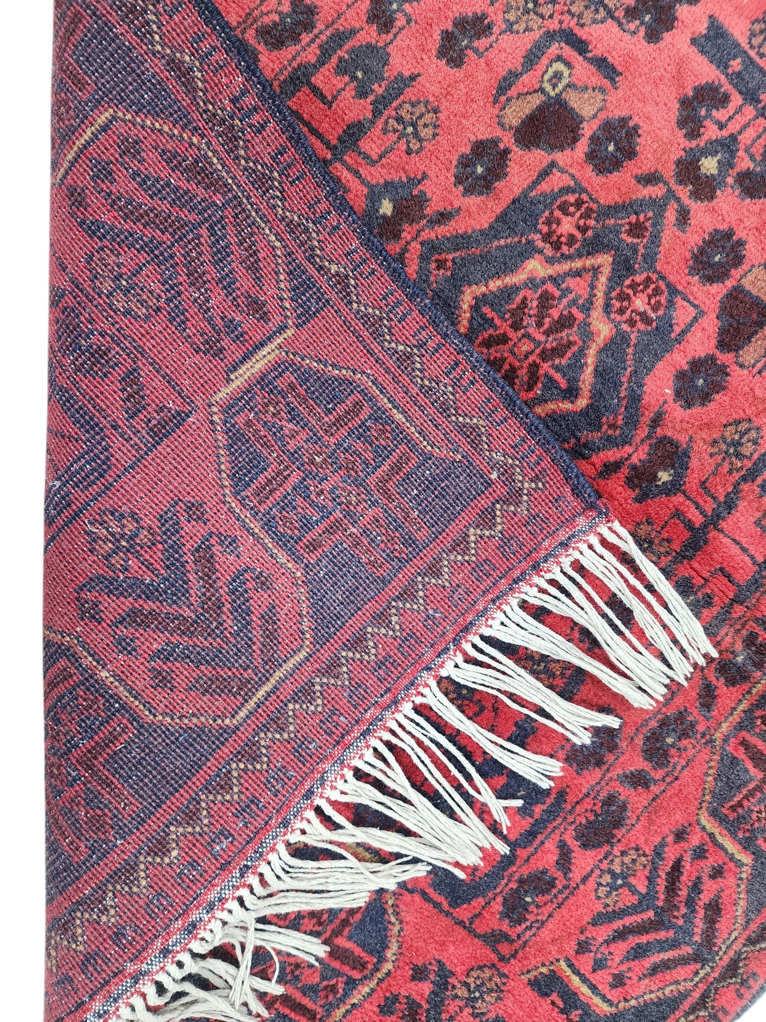 Hand-Knotted Afghani Bukharai Wool Rug Red 2'9" x 6'3"