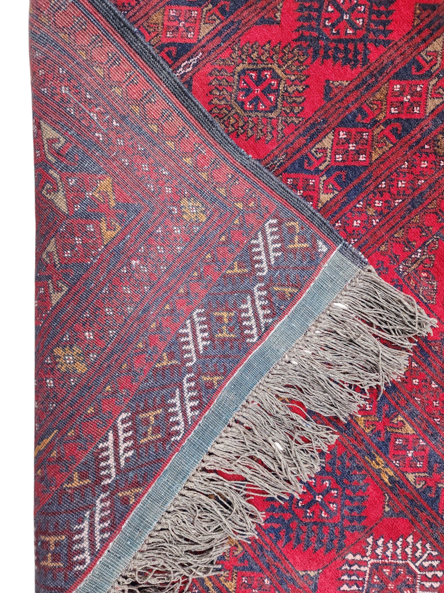 Hand-Knotted Afghani Mawri Wool Rug Red 6'7" x 9'7"