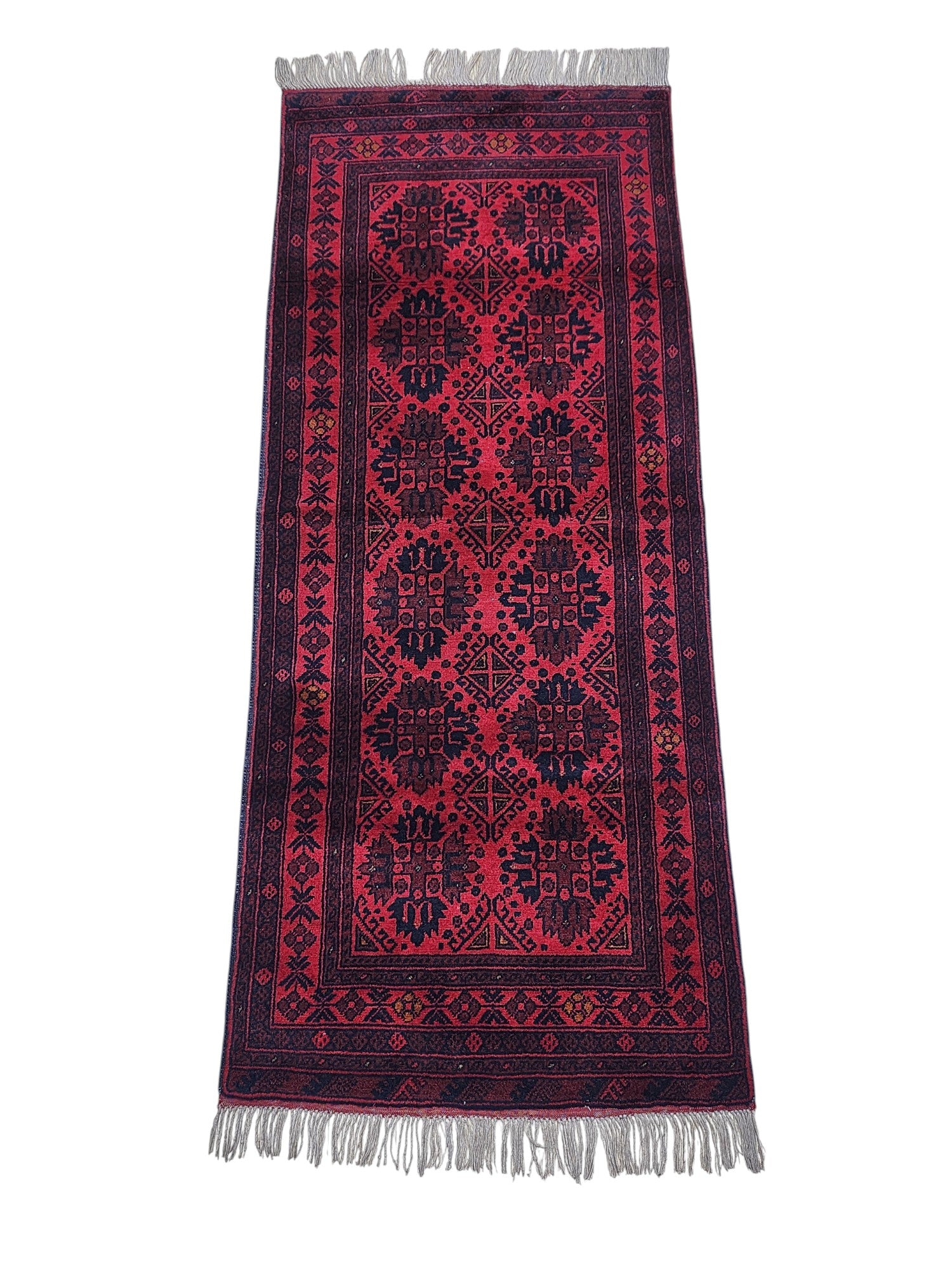 Hand-Knotted Afghani Balsiht Wool Rug Red 2'9" x 6'7"