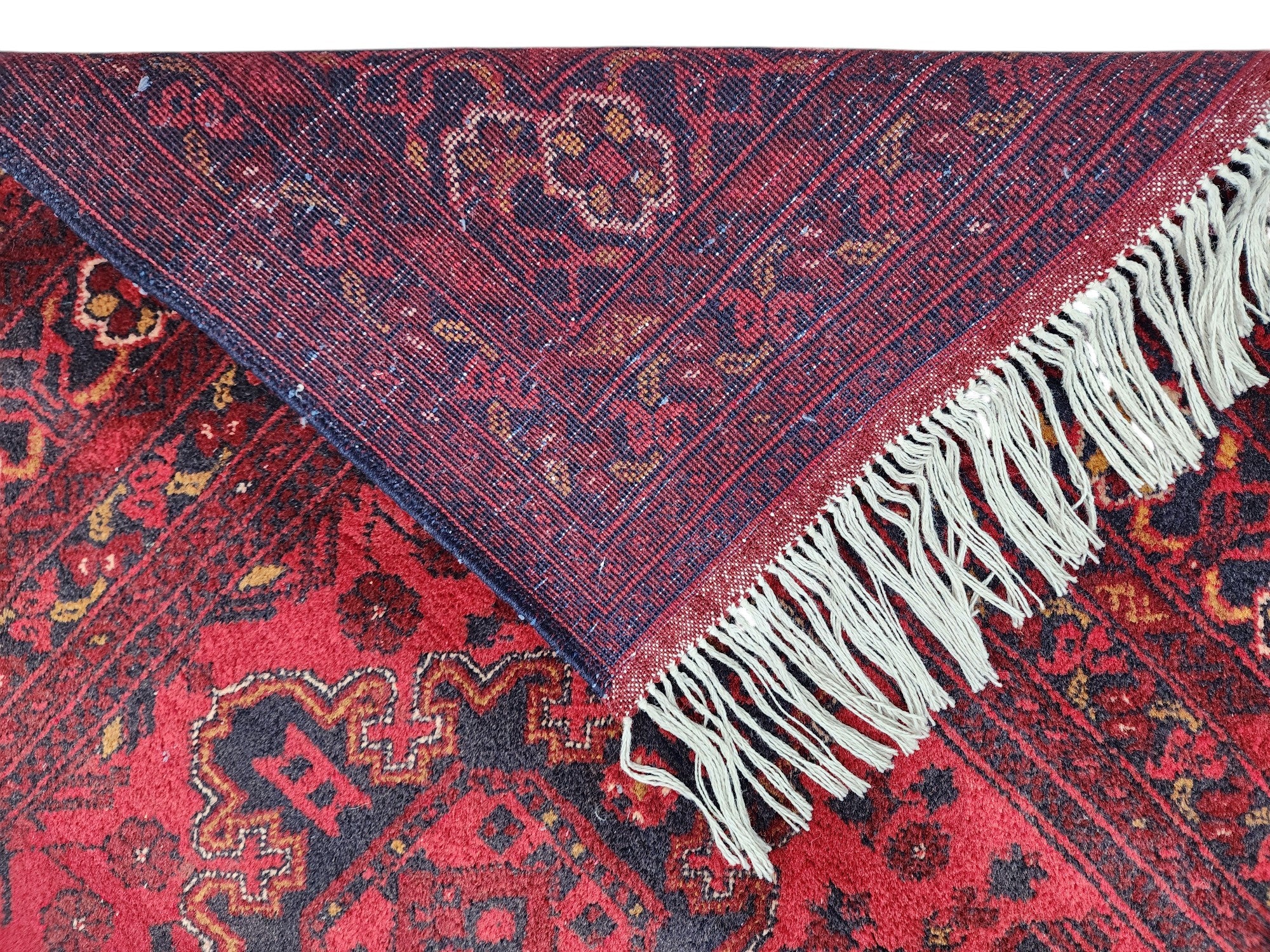 Hand-Knotted Afghani Patnos Wool Rug Red 6'9" x 9'5"