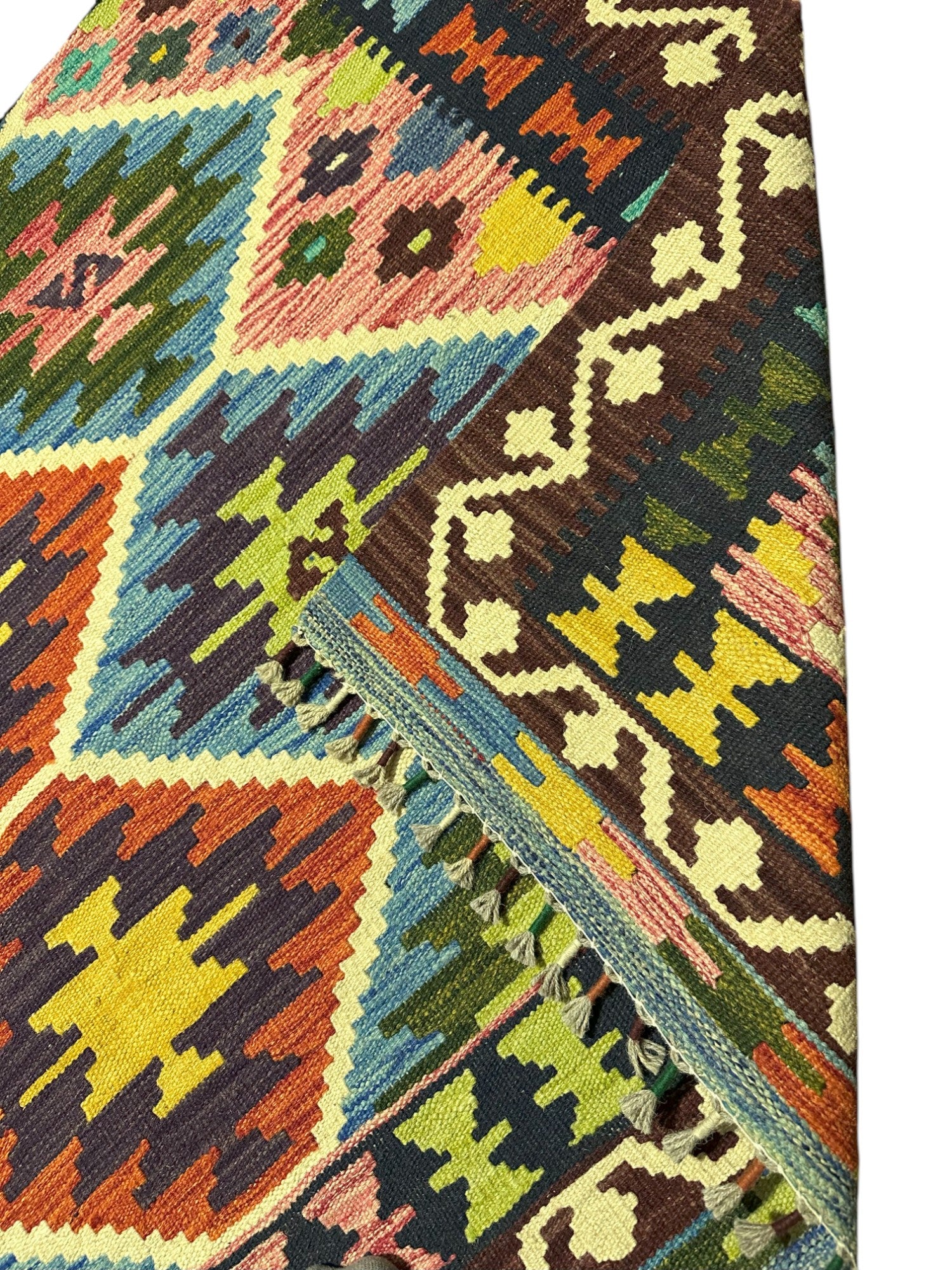 Hand-Woven Afghani Kilim Wool Rug 4'11" x 6'7"