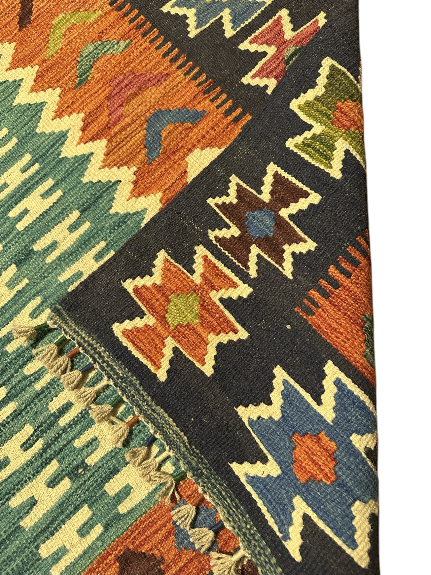 Hand-Woven Afghani Kilim Wool Rug 4'11" x 6'9"