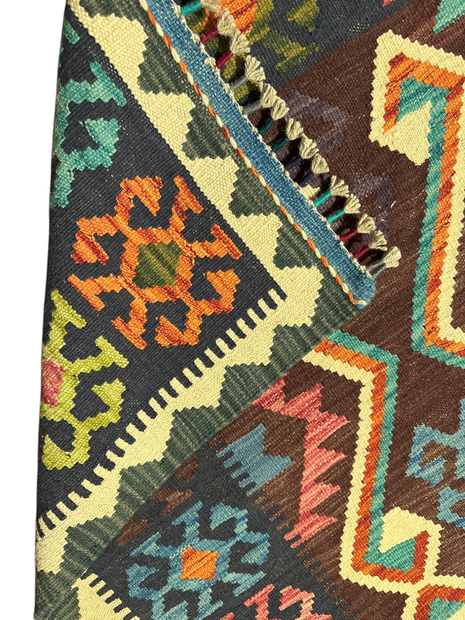 Hand-Woven Afghani Kilim Wool Rug 5'1" x 6'9"