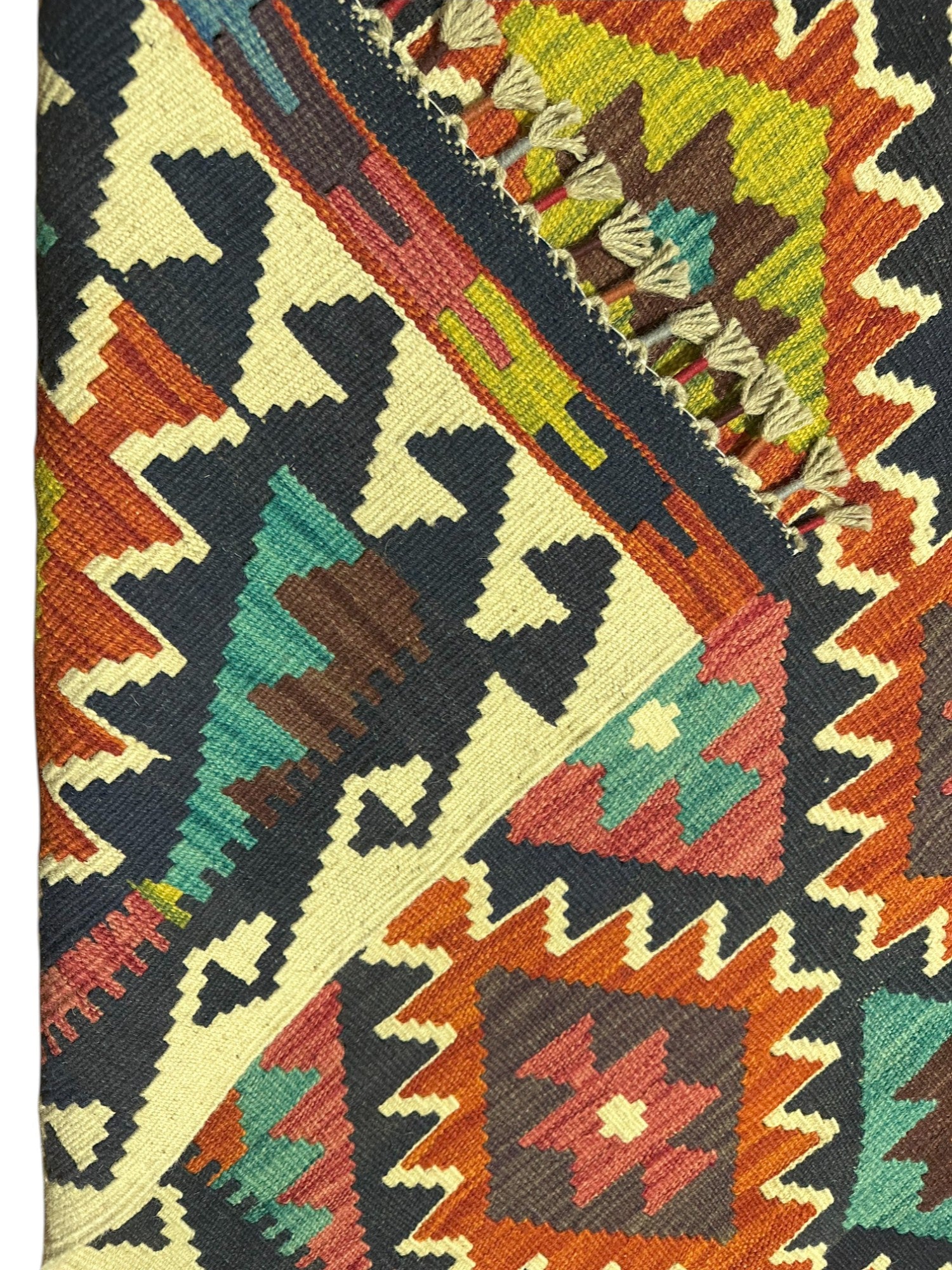 Hand-Woven Afghani Kilim Wool Rug 5' x 7'2"