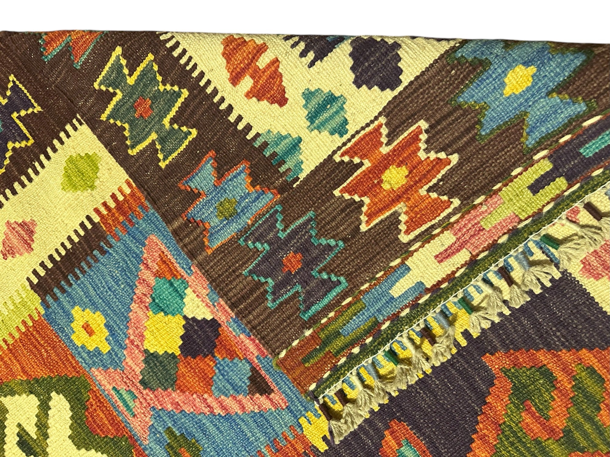 Hand-Woven Afghani Kilim Wool Rug 4'11" x 6'7"