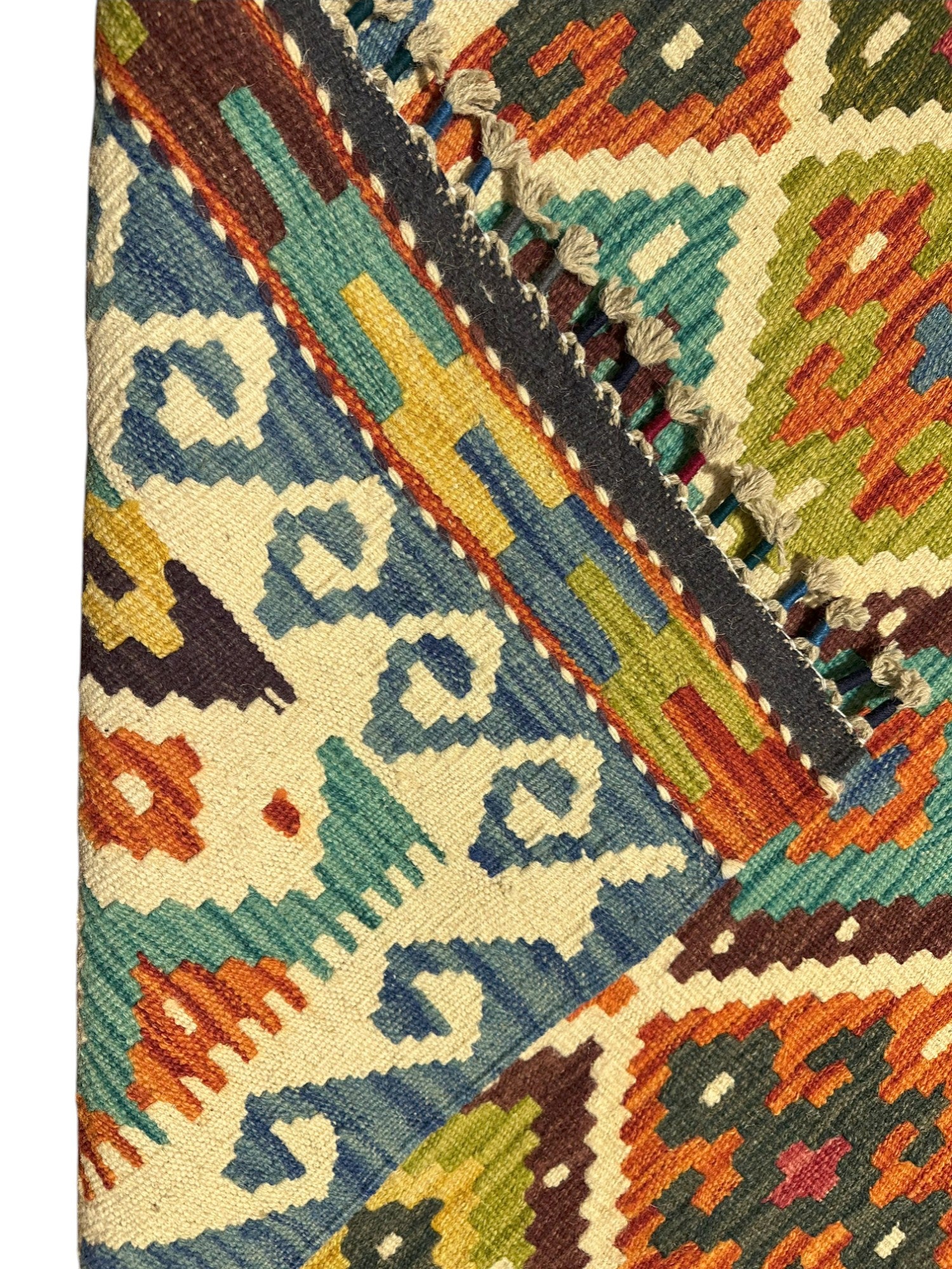 Hand-Woven Afghani Kilim Wool Rug 5'2" x 6'9"