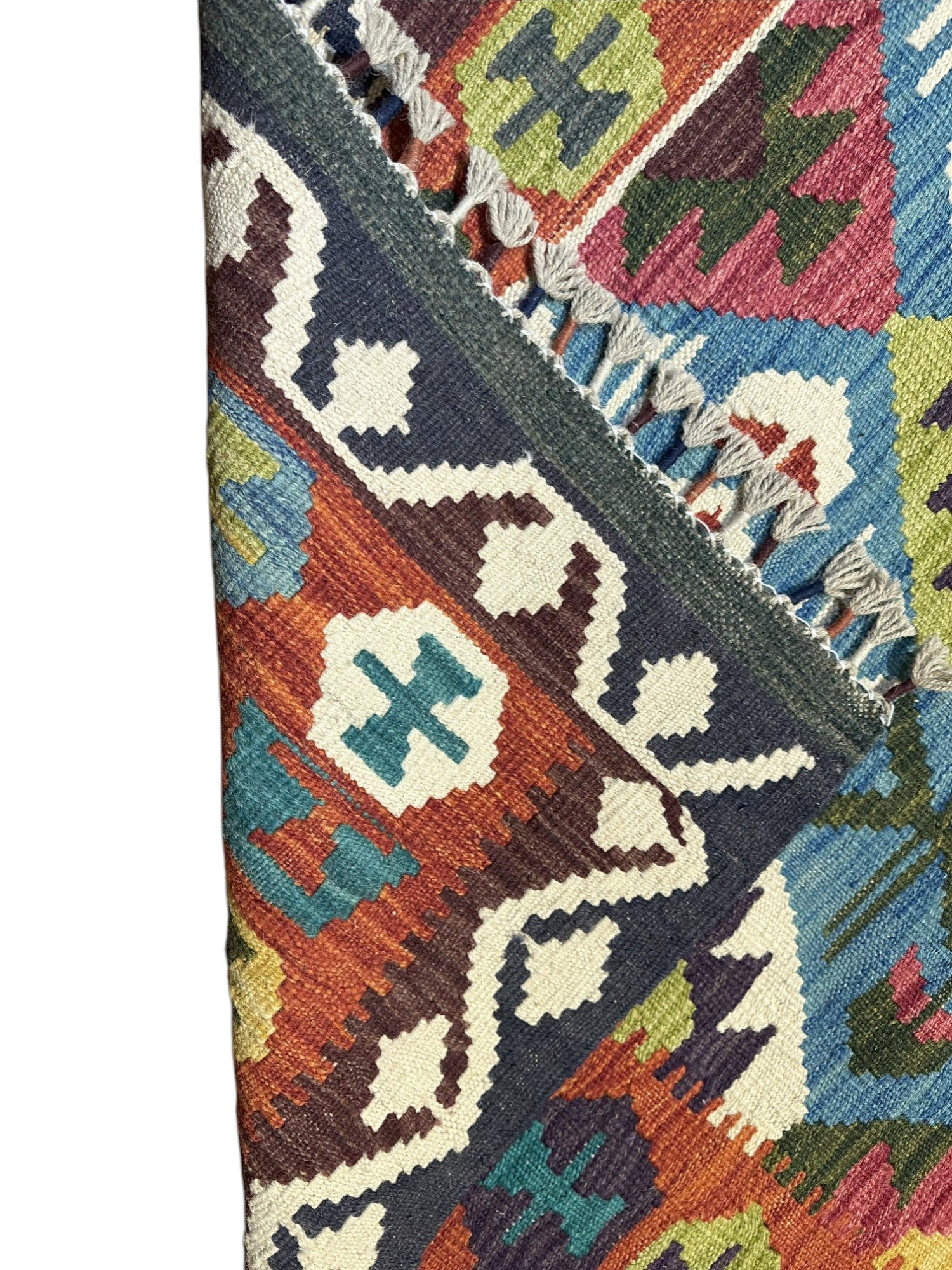 Hand-Woven Afghani Kilim Wool Rug 5'3" x 7'