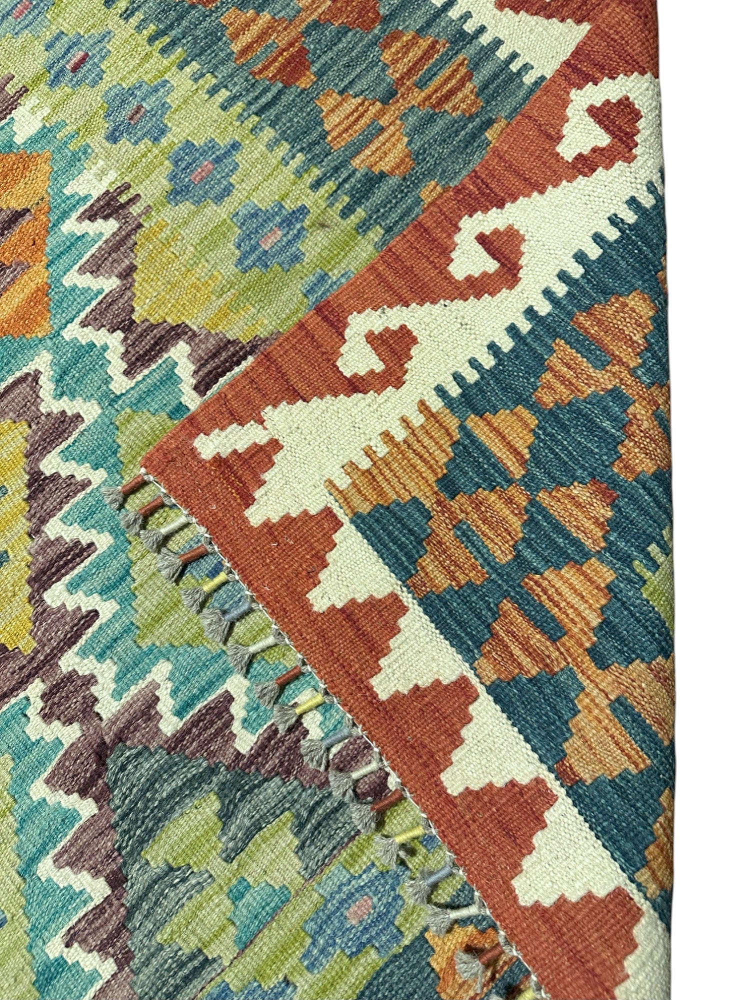 Hand-Woven Afghani Kilim Wool Rug 5'1" x 6'8"