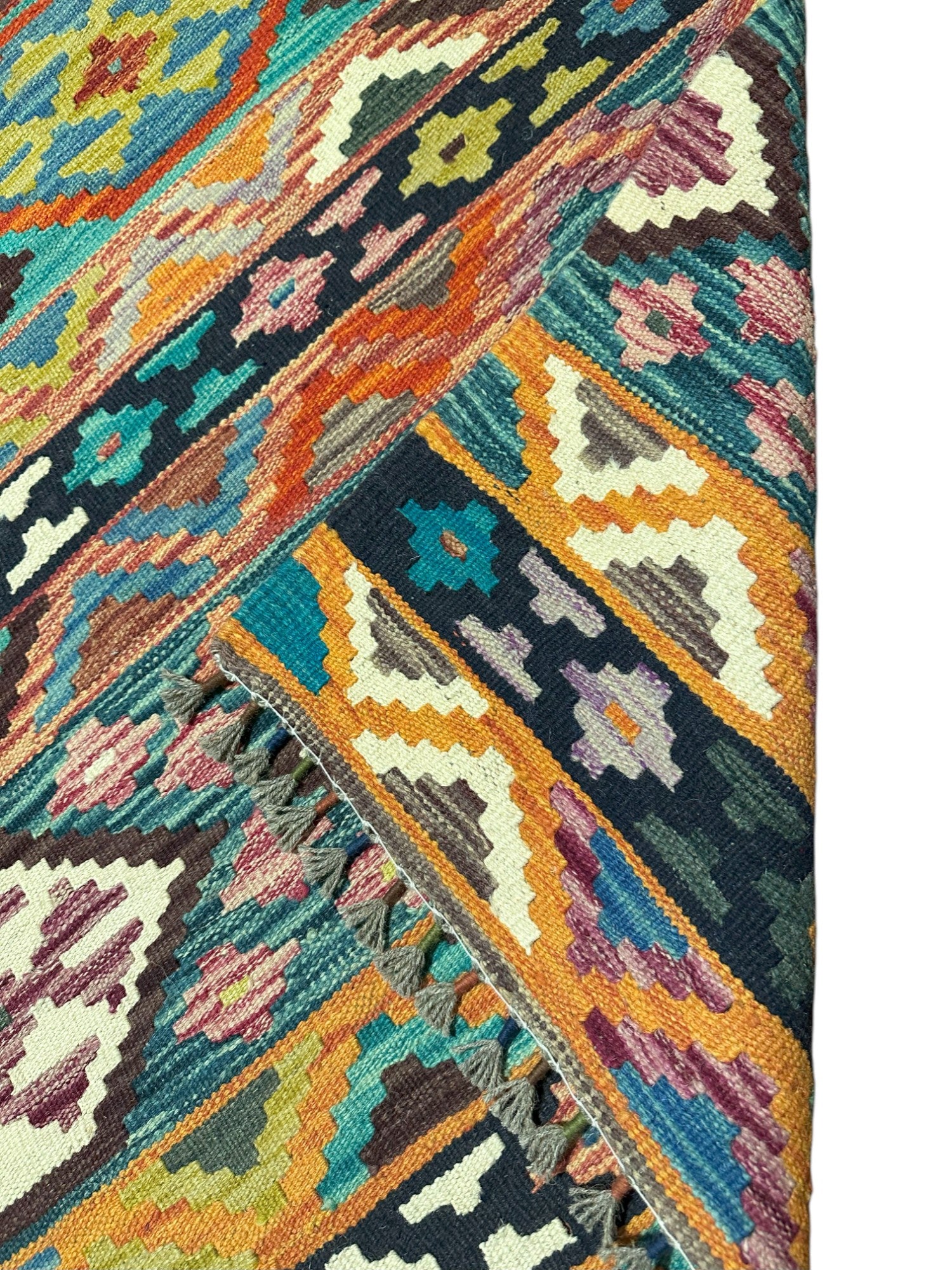 Hand-Woven Afghani Kilim Wool Rug 3'5" x 5'3"