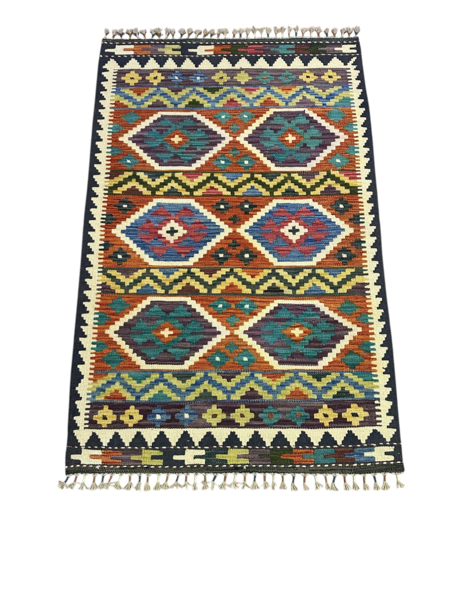 Hand-Woven Afghani Kilim Wool Rug 3'3" x 5'1"