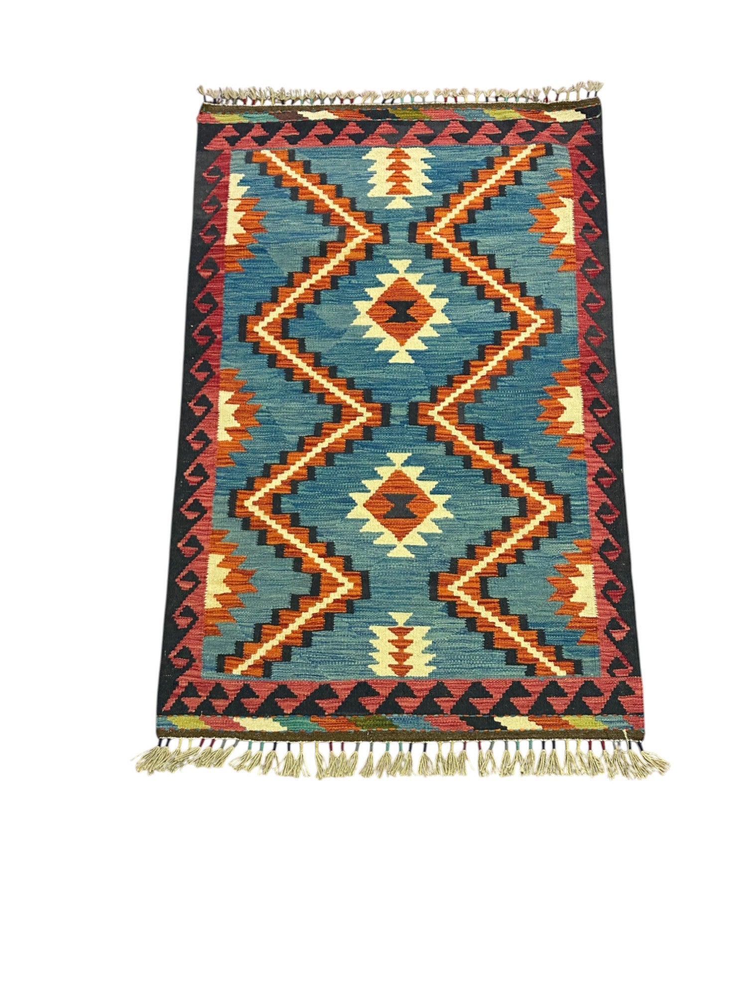 Hand-Woven Afghani Kilim Wool Rug 3'3" x 5'