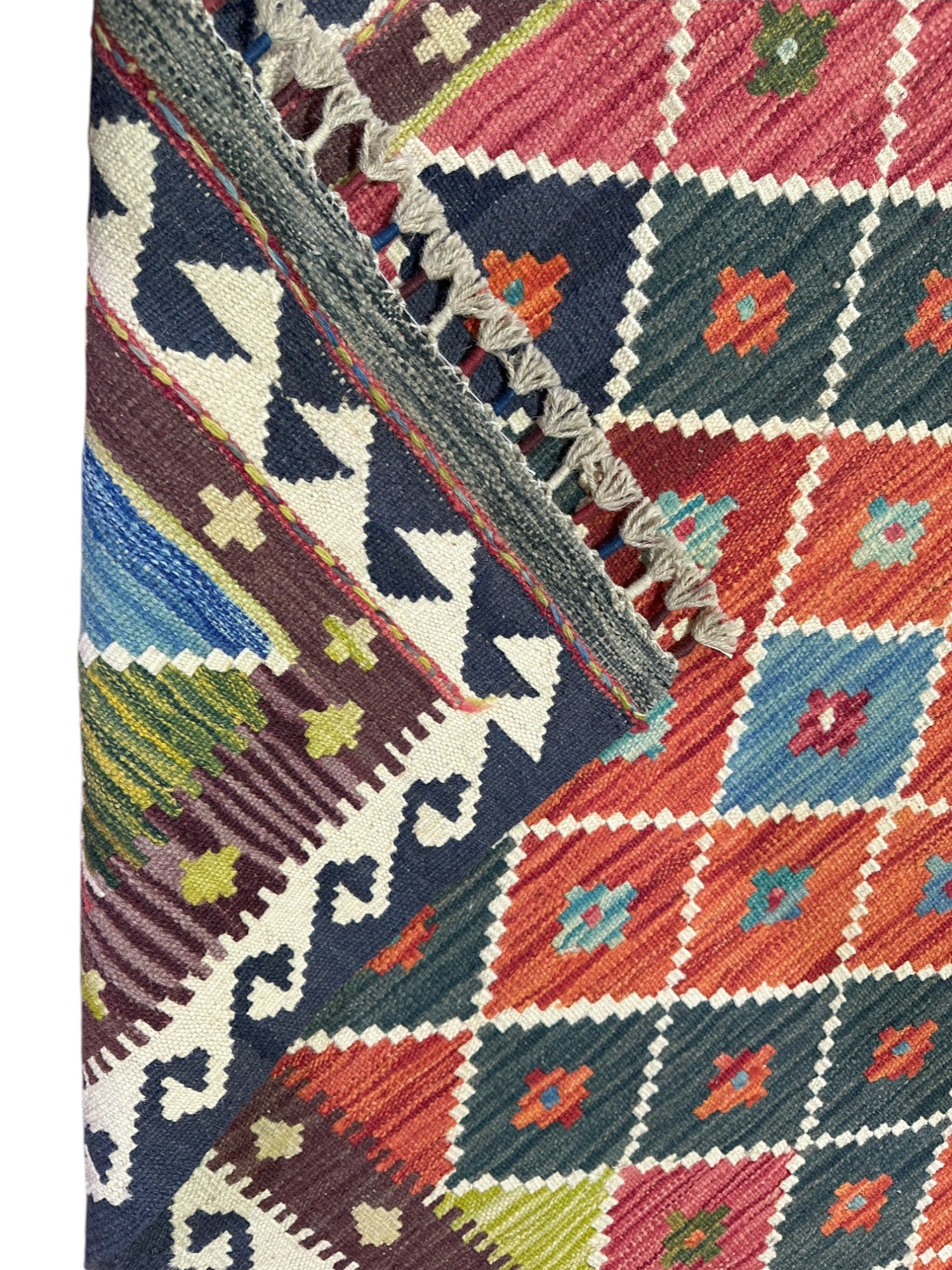 Hand-Woven Afghani Kilim Wool Rug 3'5" x 4'11"