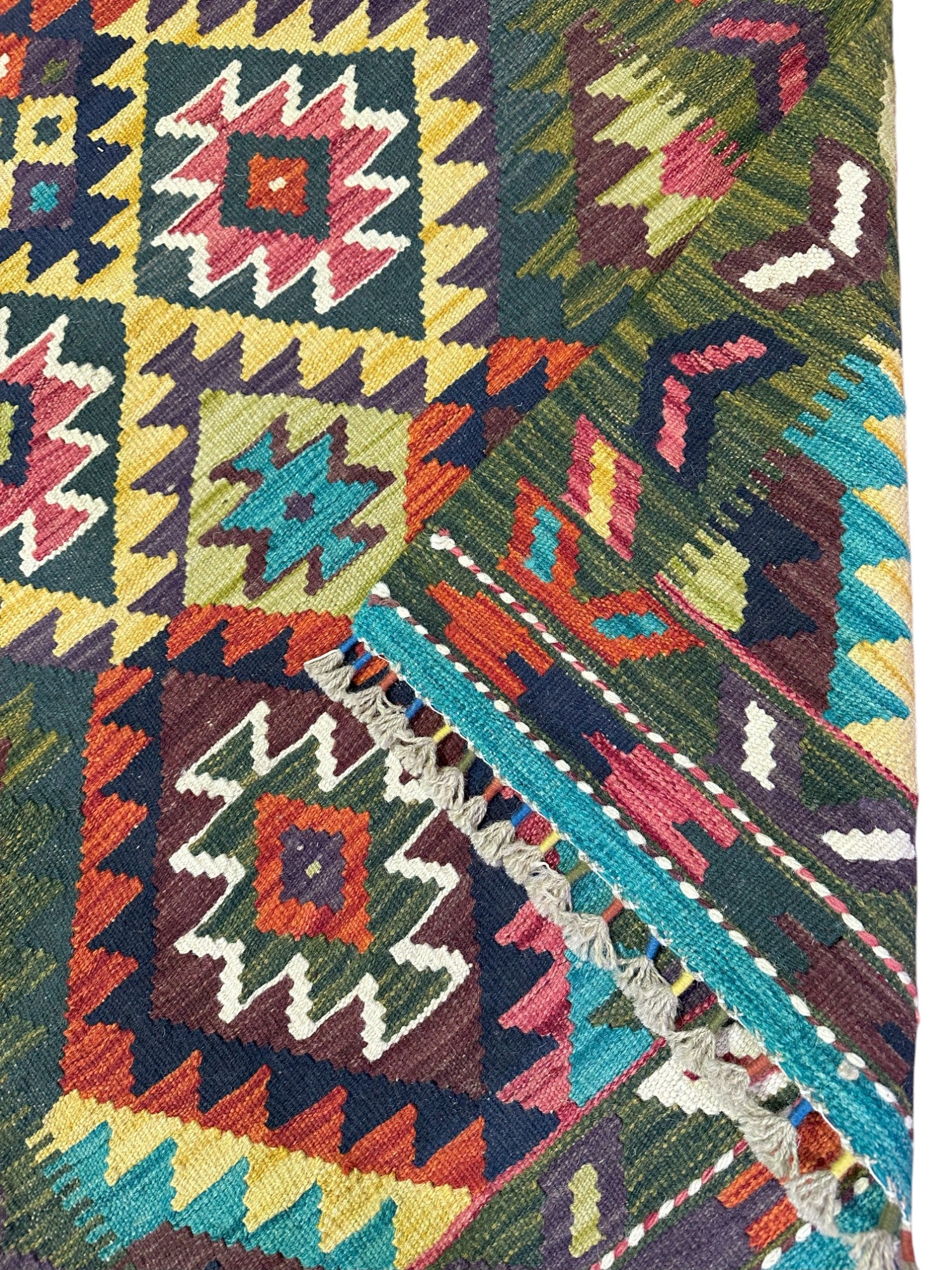 Hand-Woven Afghani Kilim Wool Rug 3'2" x 4'8"