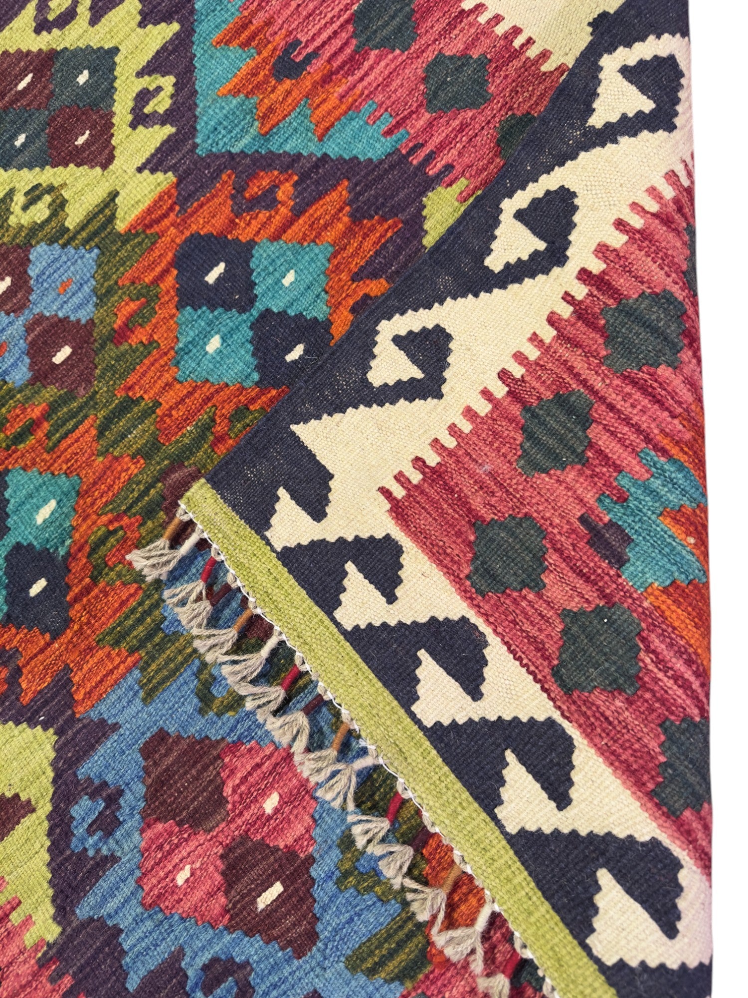 Hand-Woven Afghani Kilim Wool Rug 3'3" x 5'4"