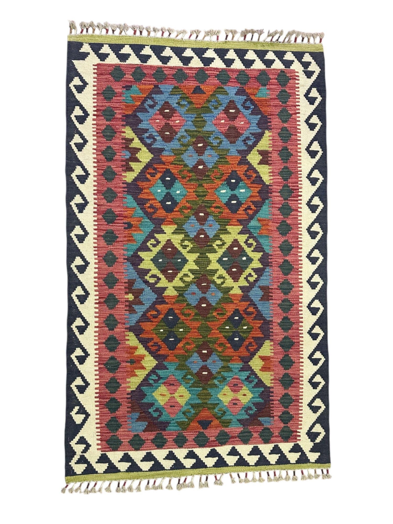Hand-Woven Afghani Kilim Wool Rug 3'3" x 5'4"
