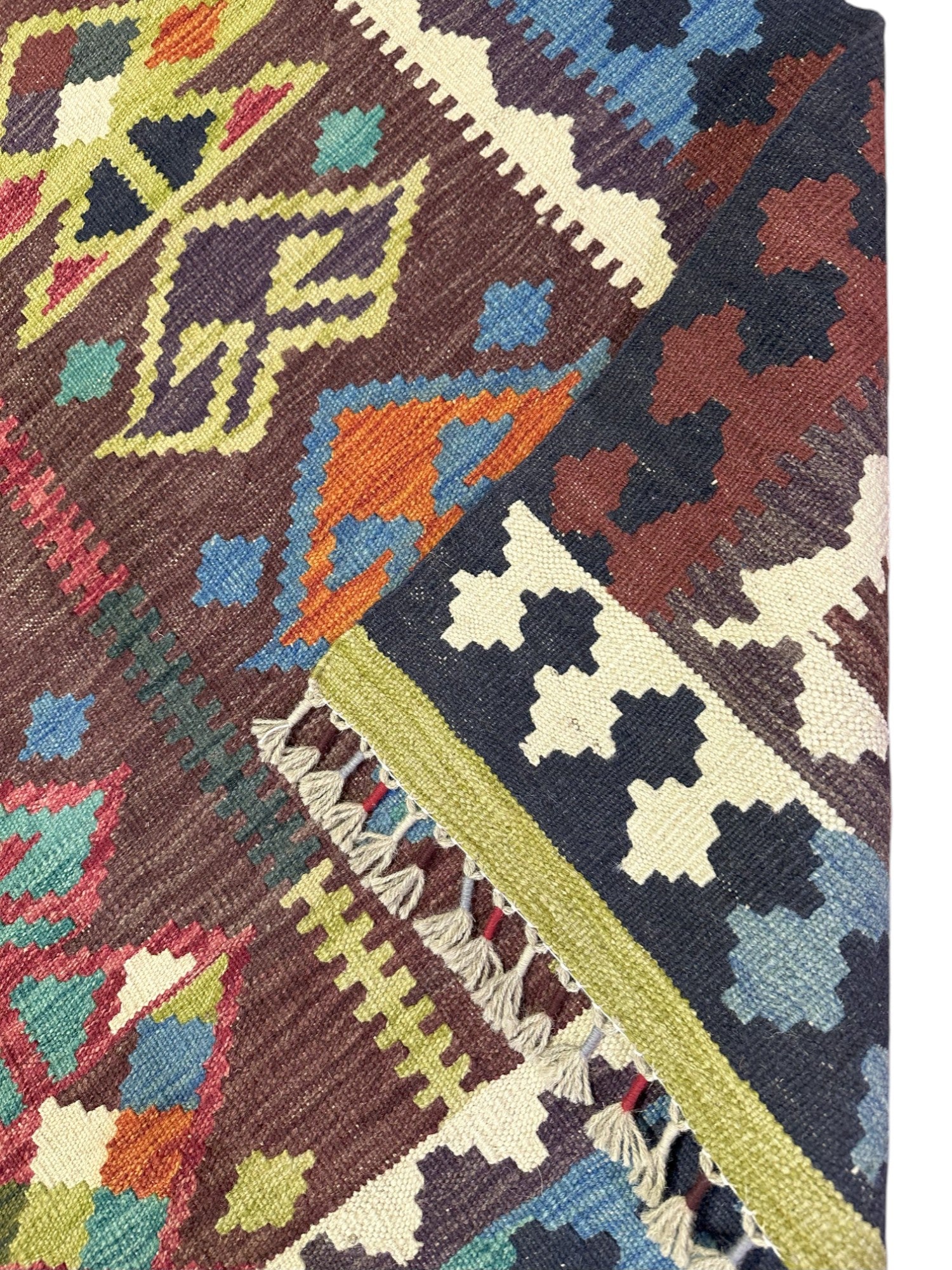 Hand-Woven Afghani Kilim Wool Rug 3'5" x 4'11"