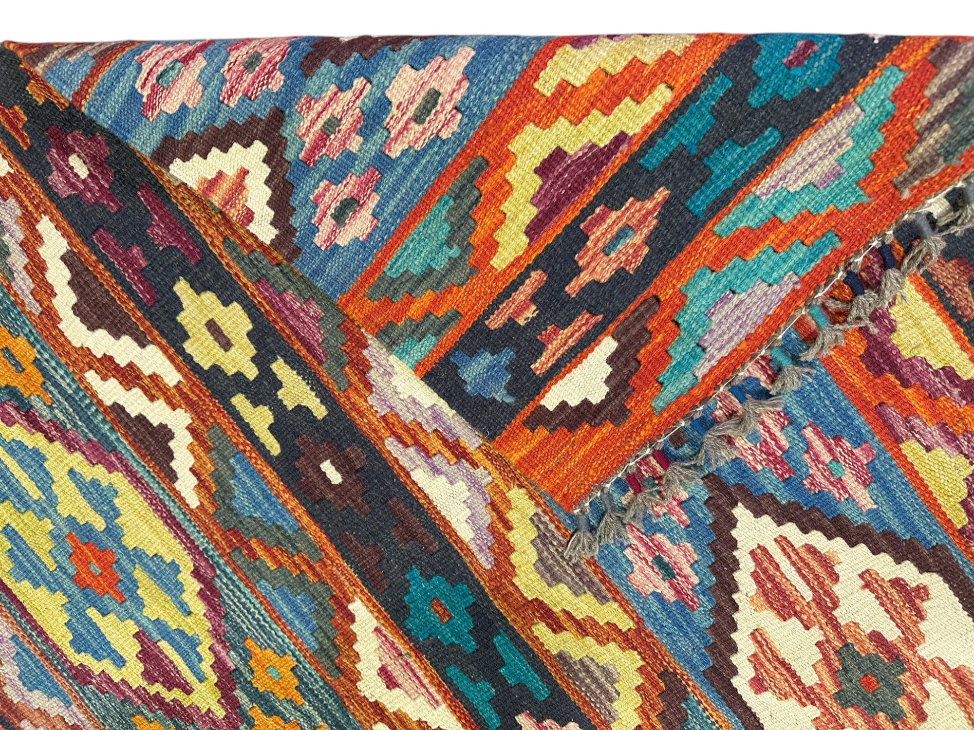 Hand-Woven Afghani Kilim Wool Rug 3'6" x 5'1"