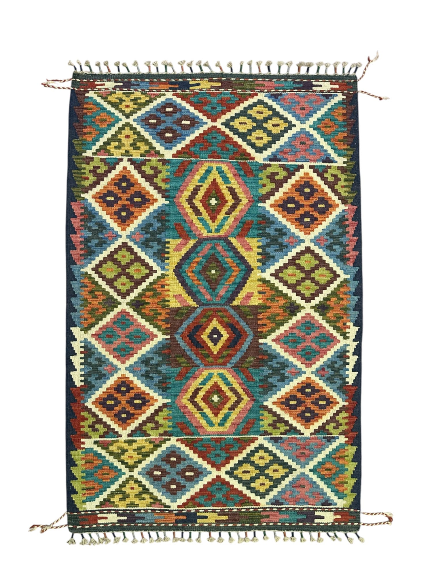 Hand-Woven Afghani Kilim Wool Rug 3'5" x 5'2"