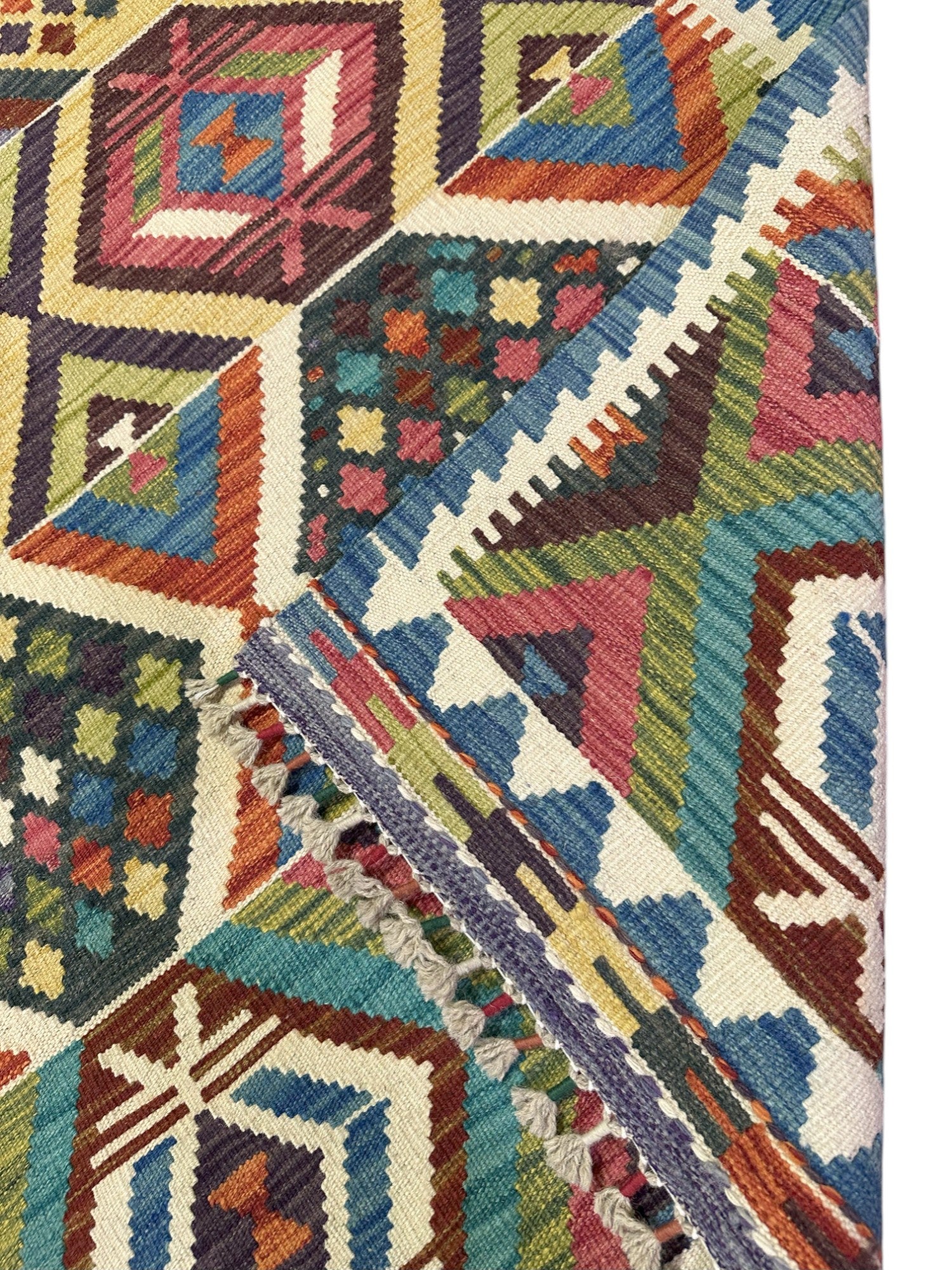 Hand-Woven Afghani Kilim Wool Rug 3'5" x 5'2"