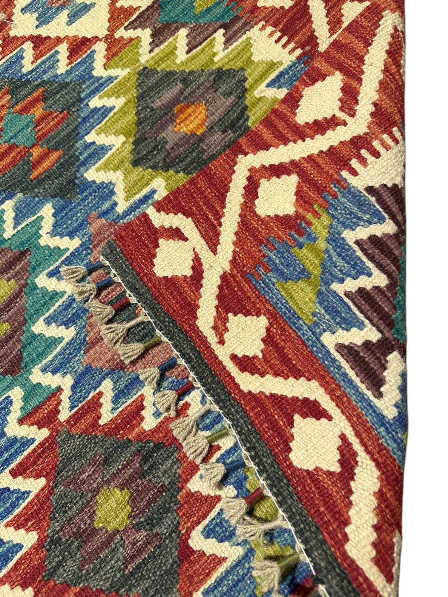 Hand-Woven Afghani Kilim Wool Rug 3'5" x 5'4"