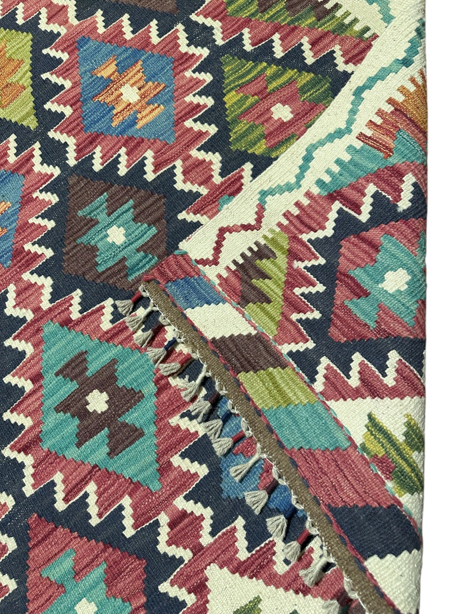 Hand-Woven Afghani Kilim Wool Rug 3'5" x 4'9"