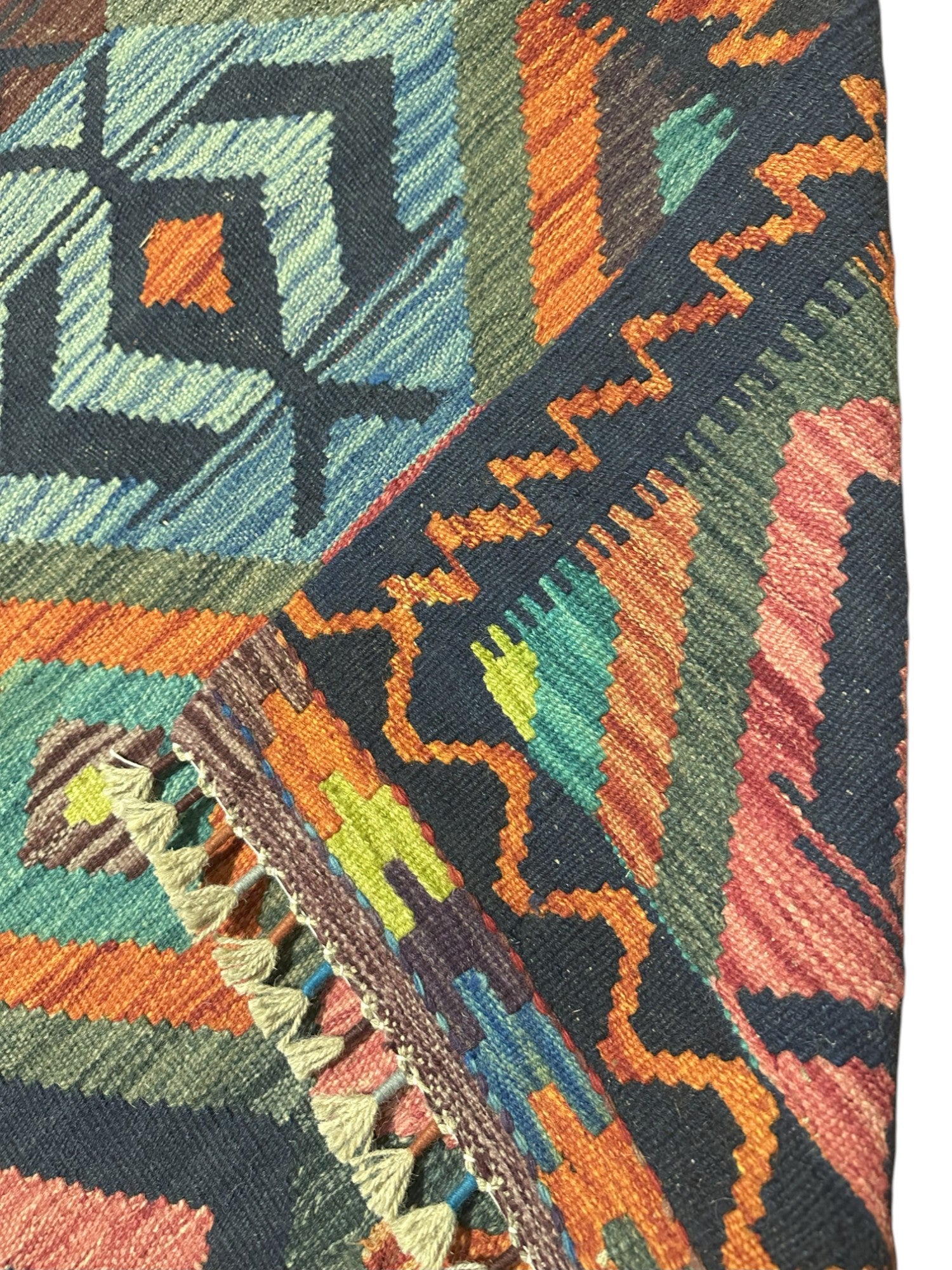 Hand-Woven Afghani Kilim Wool Rug 3'5" x 5'1"