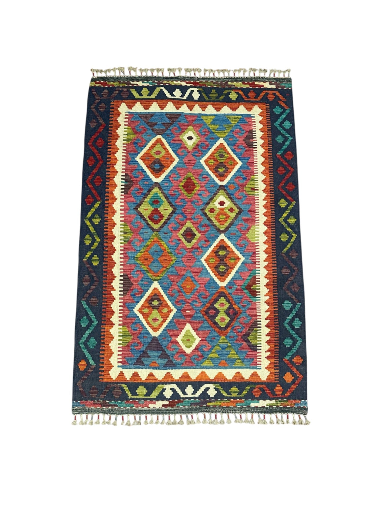 Hand-Woven Afghani Kilim Wool Rug 3'4" x 5'4"