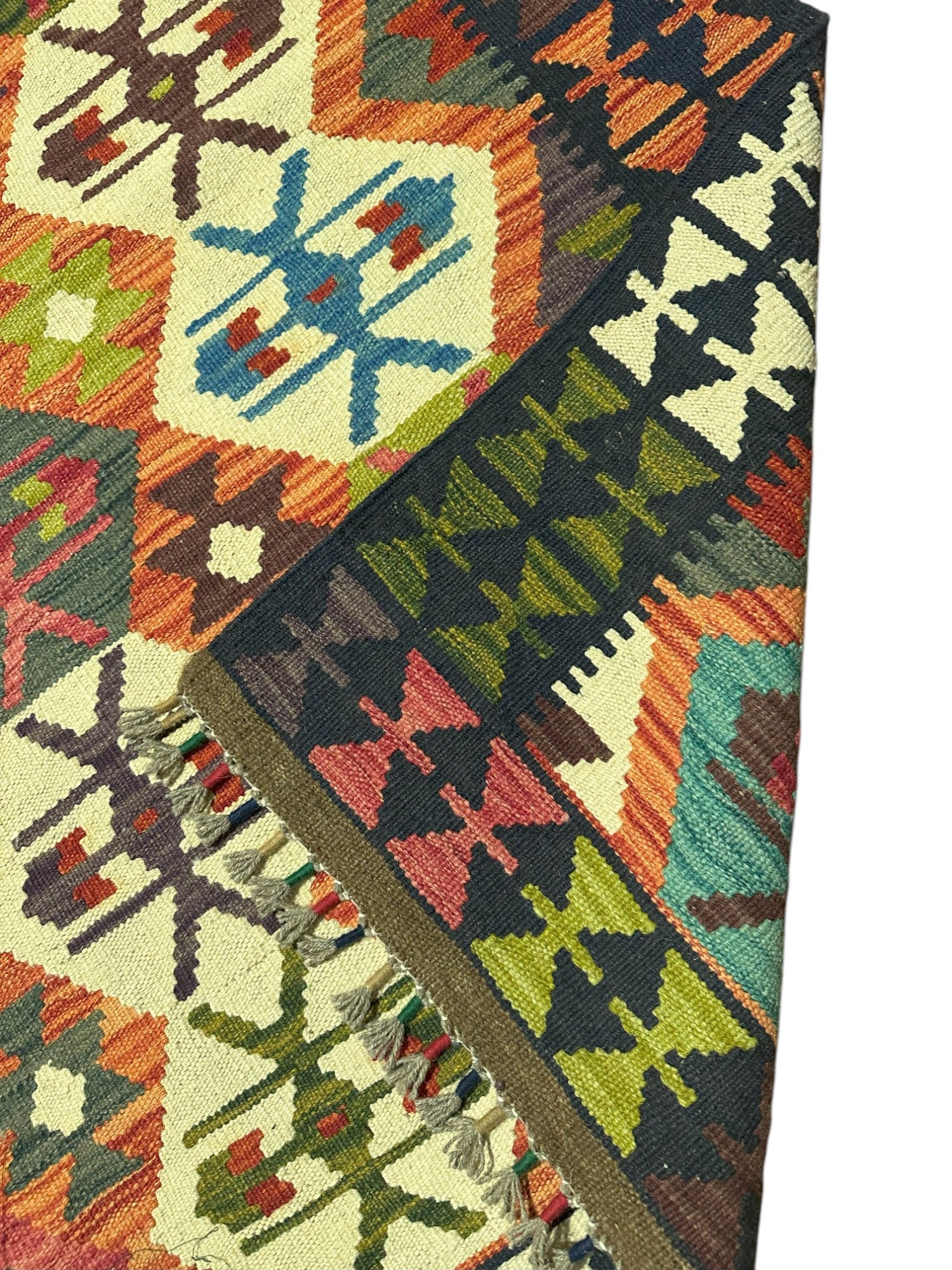 Hand-Woven Afghani Kilim Wool Rug 3'5" x 5'1"