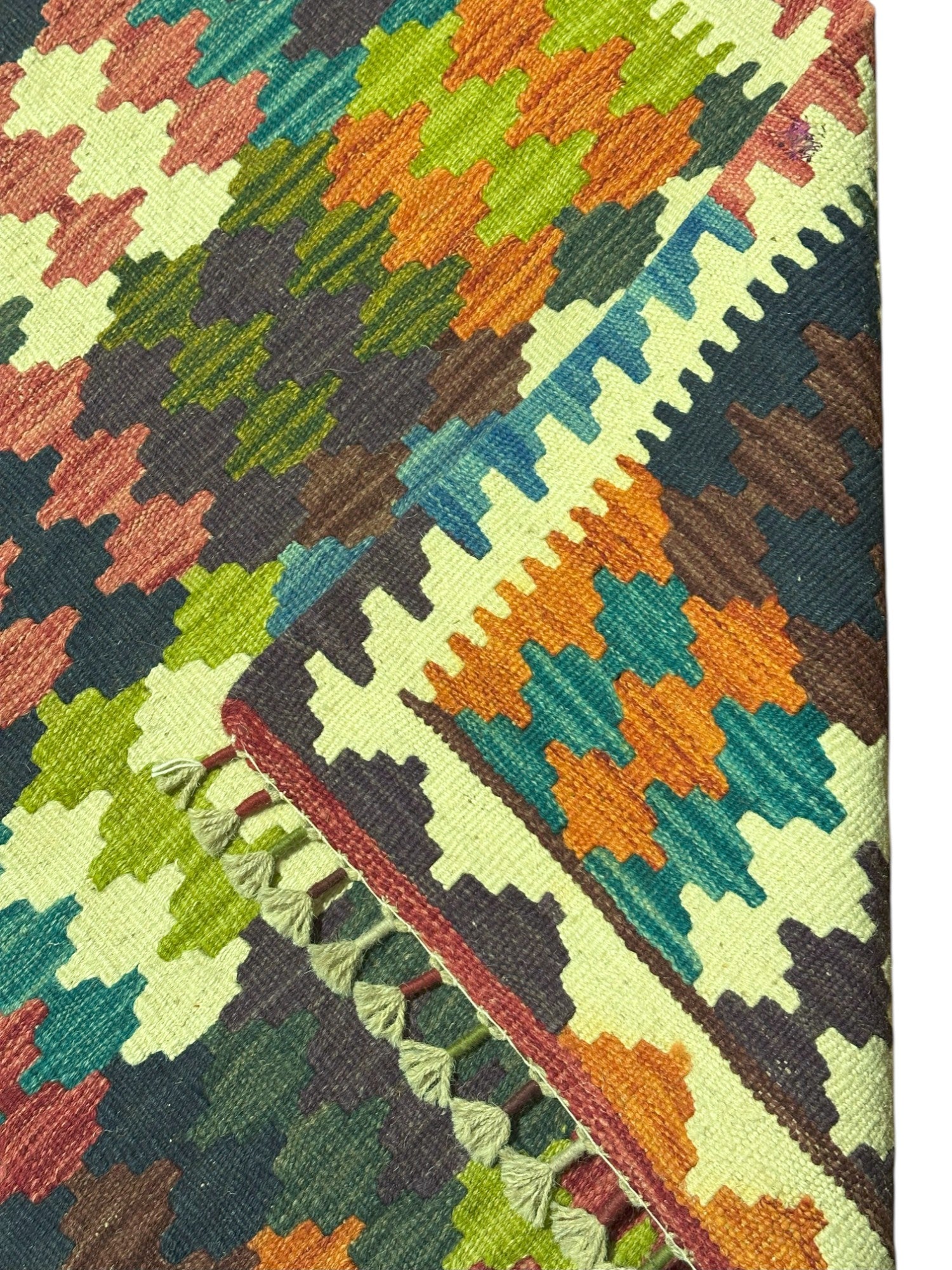Hand-Woven Afghani Kilim Wool Rug 3'3" x 4'11"