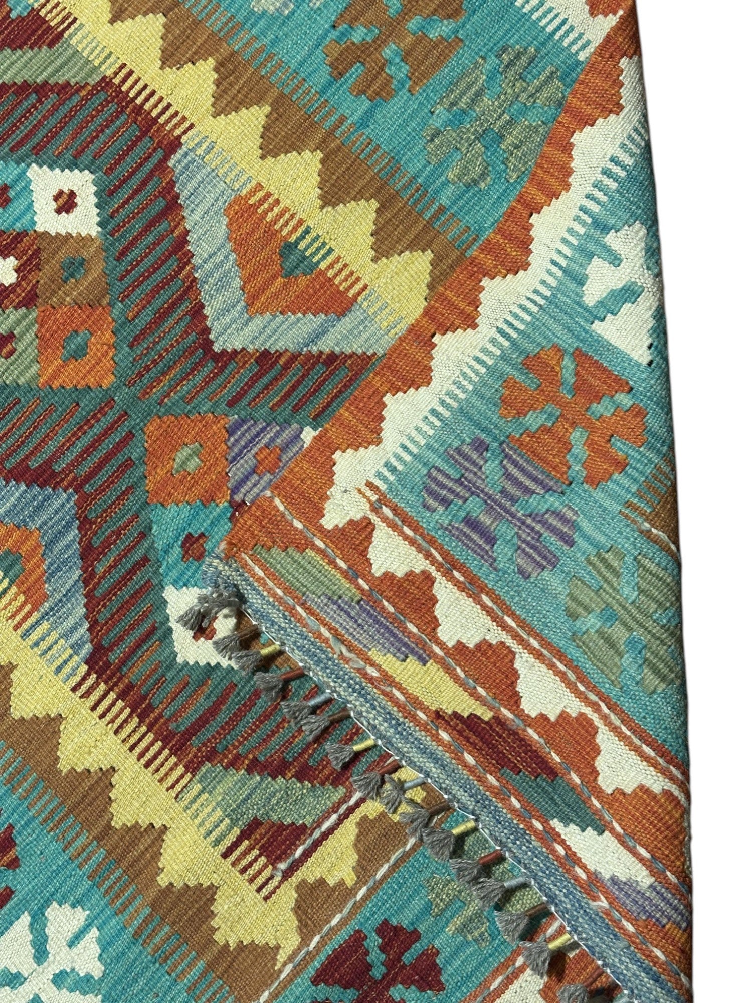 Hand-Woven Afghani Kilim Wool Rug 3'5" x 5'4"