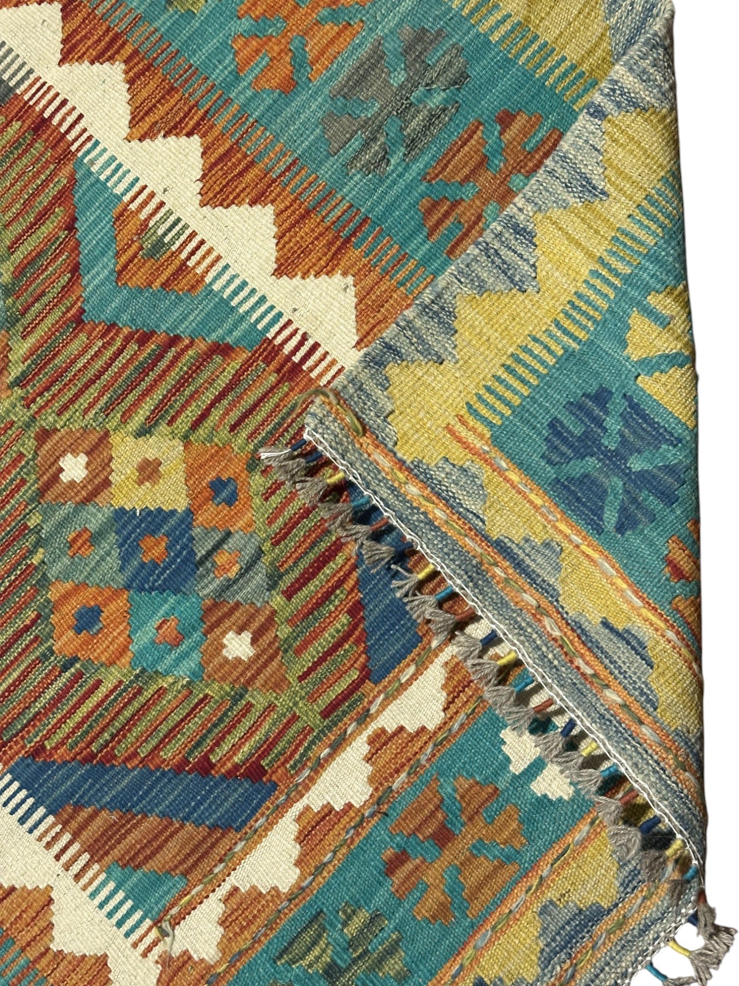 Hand-Woven Afghani Kilim Wool Rug 3'5" x 5'1"