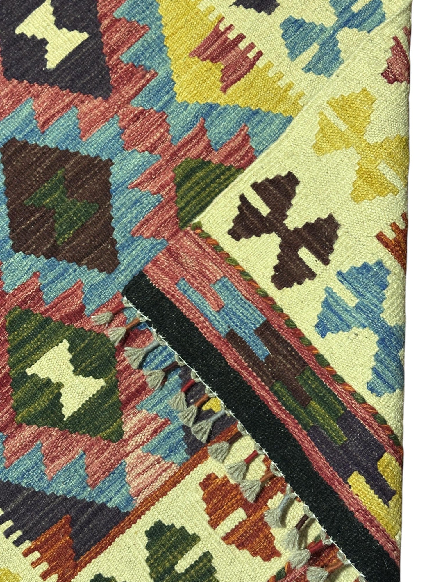 Hand-Woven Afghani Kilim Wool Rug 2'7" x 4'4"