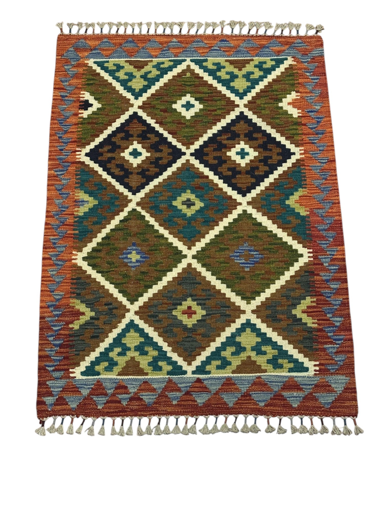 Hand-Woven Afghani Kilim Wool Rug 2'9" x 4'2"