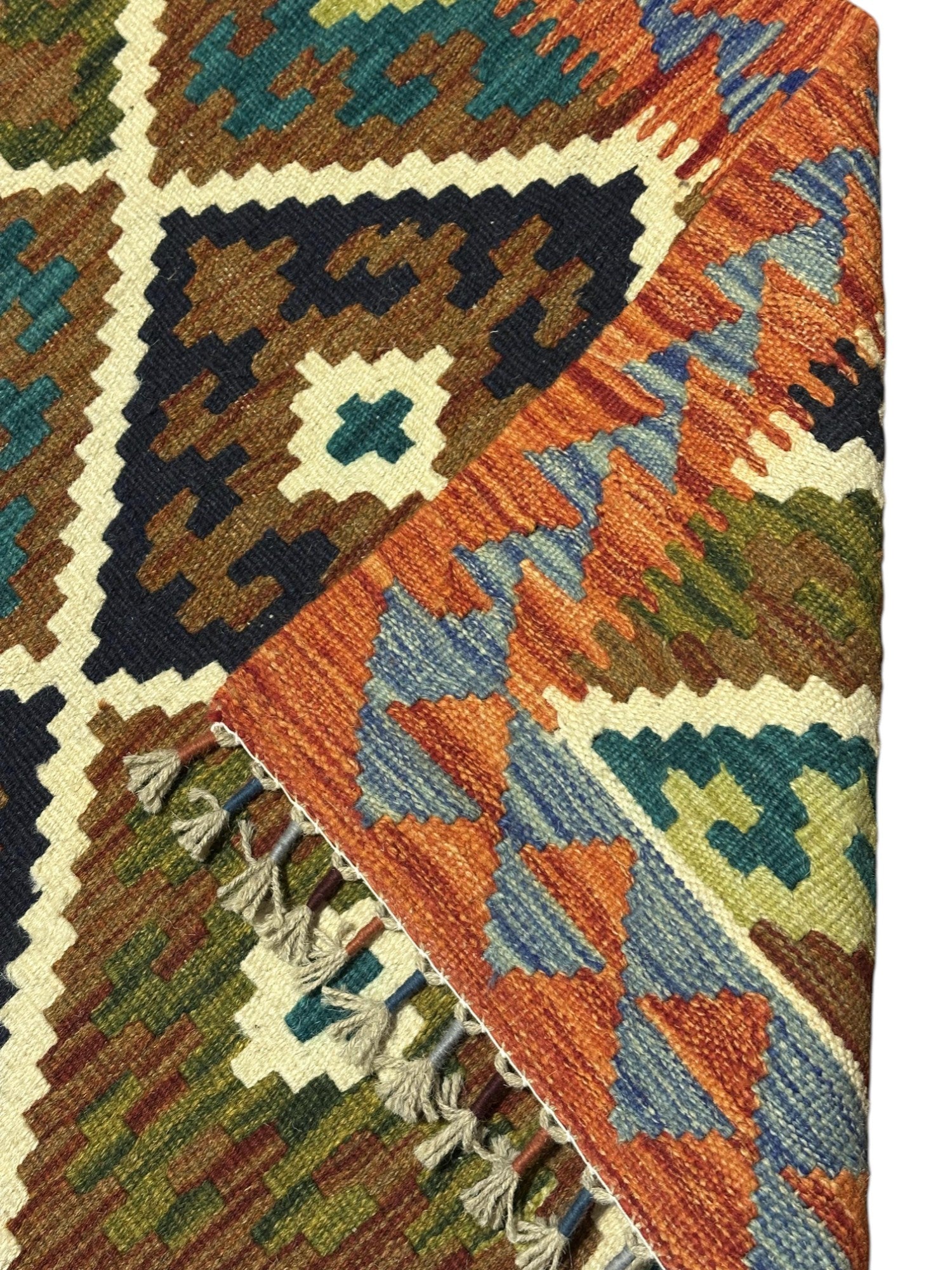 Hand-Woven Afghani Kilim Wool Rug 2'9" x 4'2"