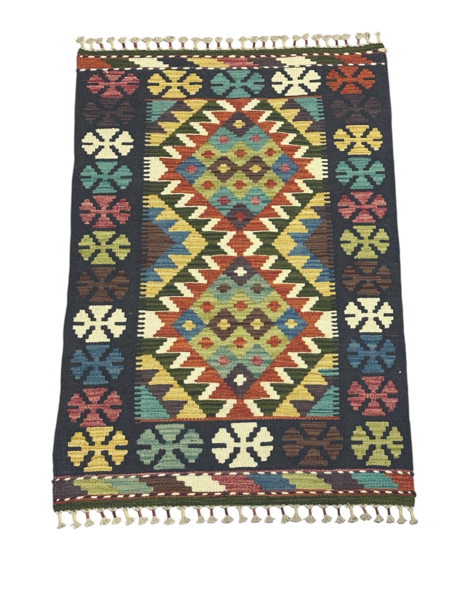 Hand-Woven Afghani Kilim Wool Rug 2'9" x 4'