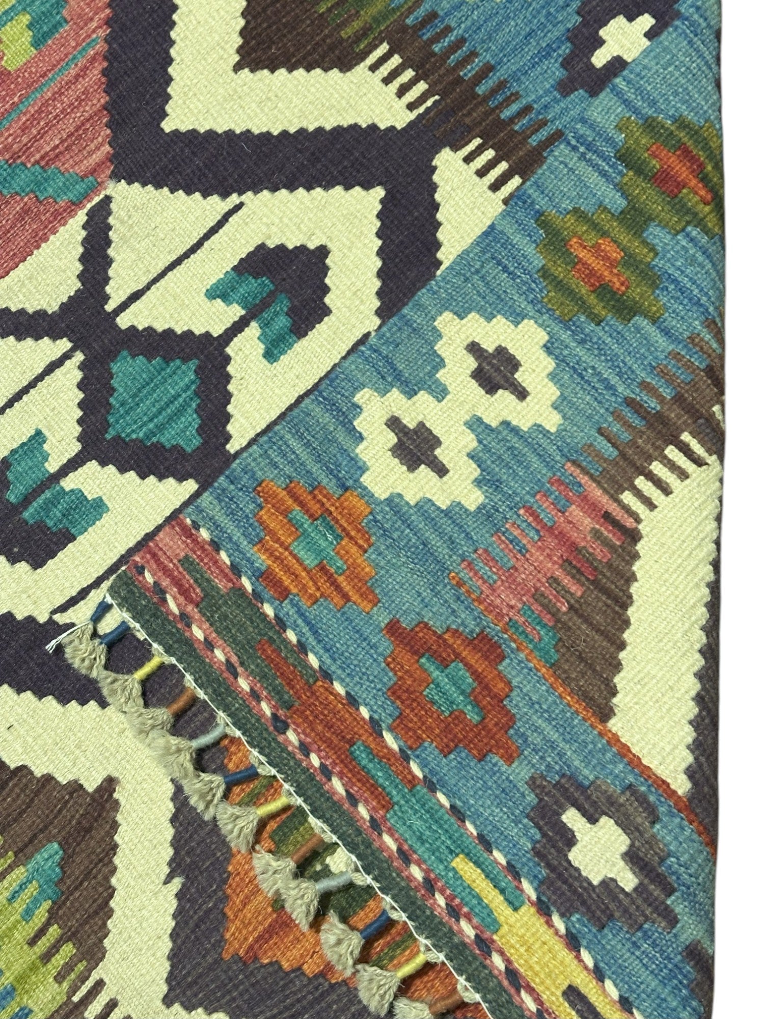 Hand-Woven Afghani Kilim Wool Rug 2'8" x 4'5"